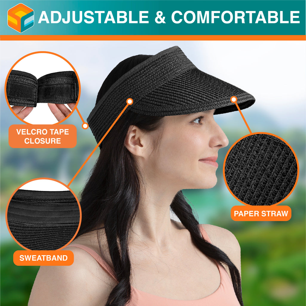 Womens Classic Straw Visor Hat