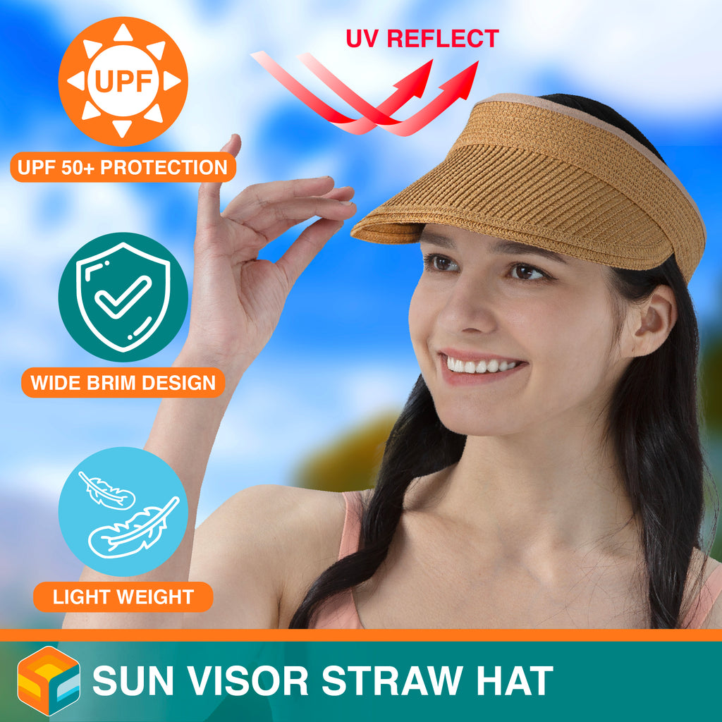 Womens Classic Straw Visor Hat
