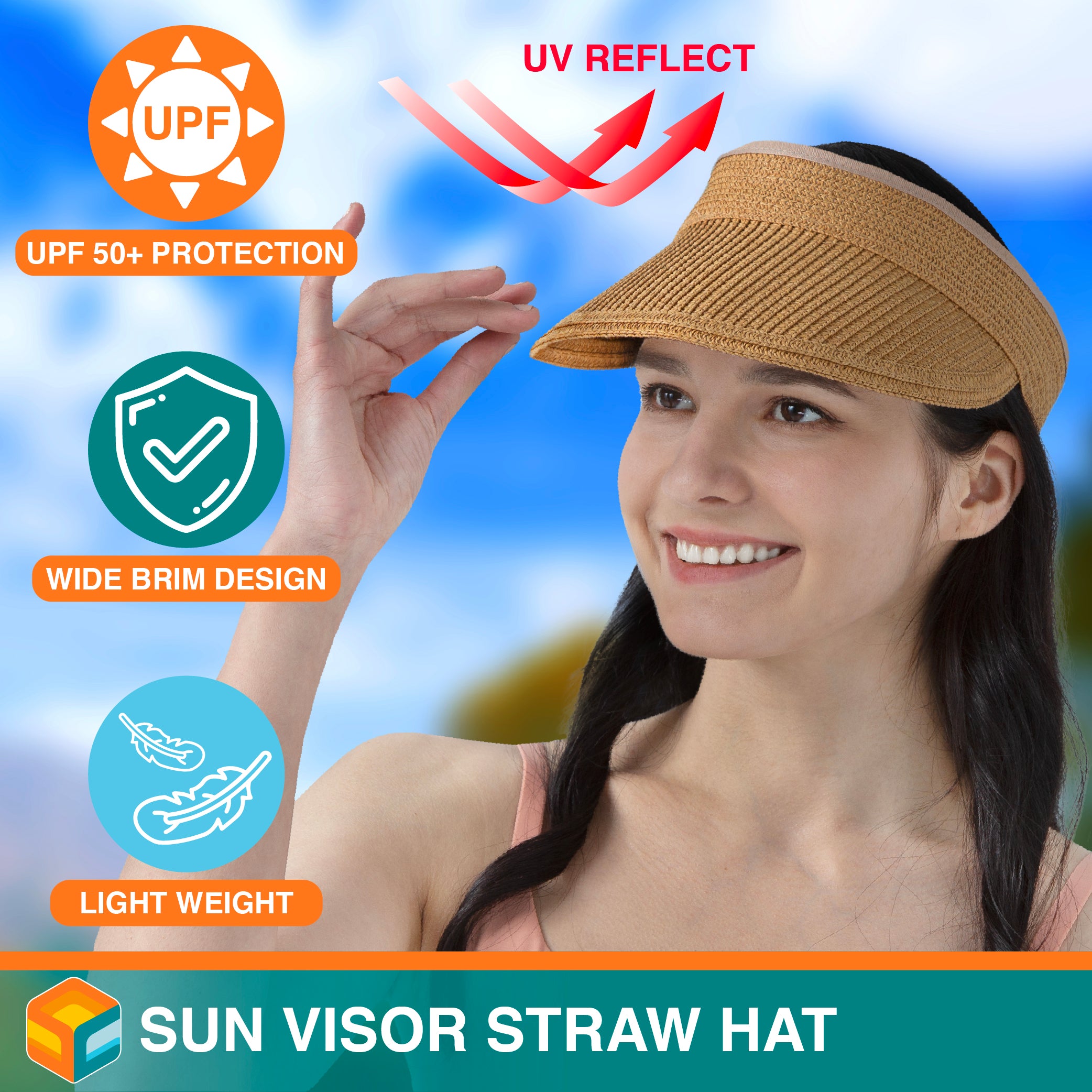 Womens Classic Straw Visor Hat