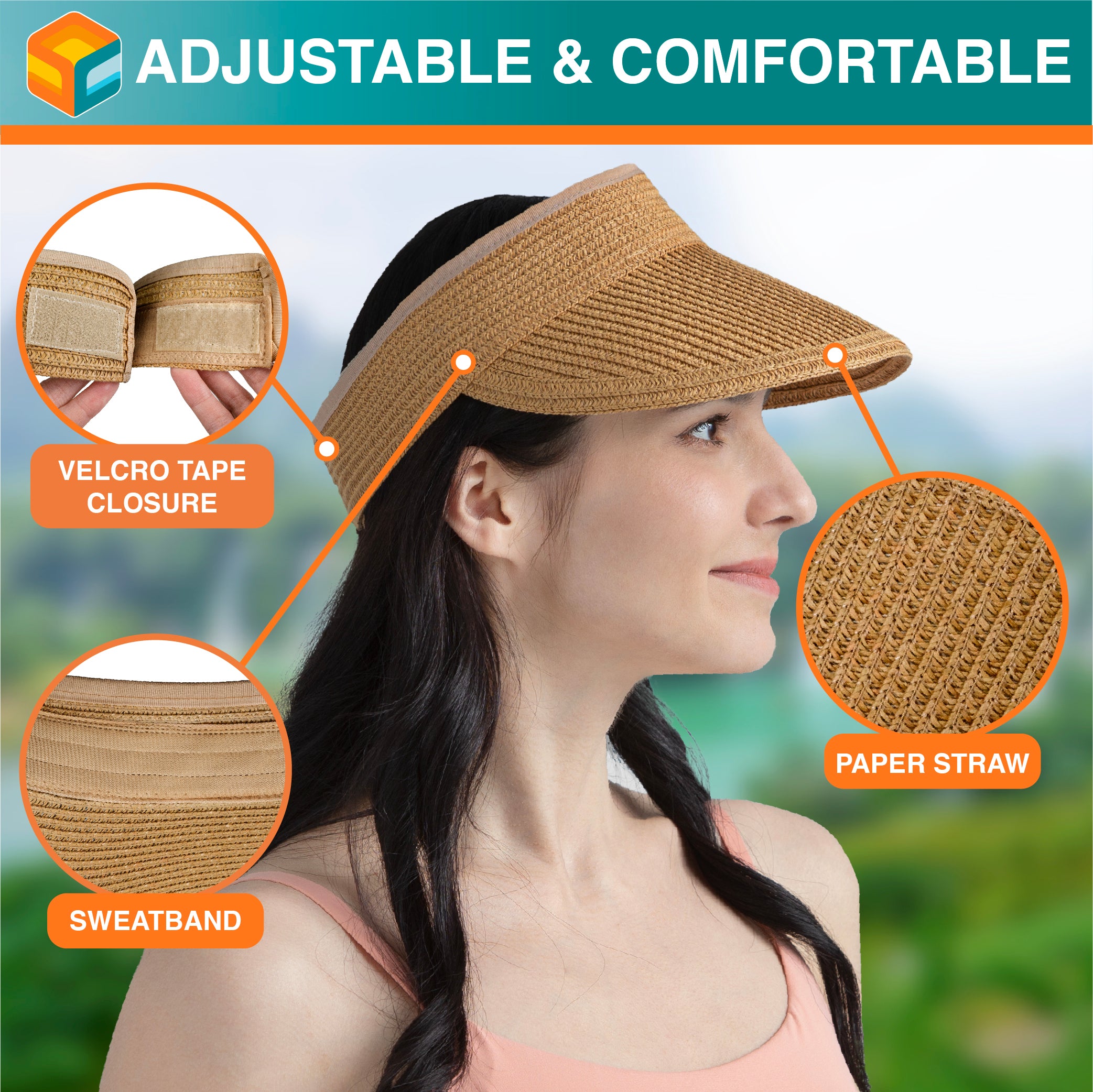 Womens Classic Straw Visor Hat
