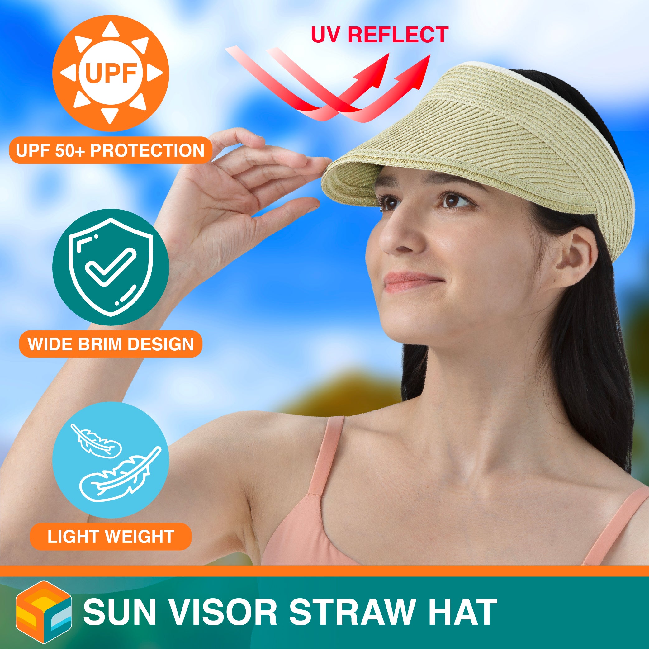 Womens Classic Straw Visor Hat