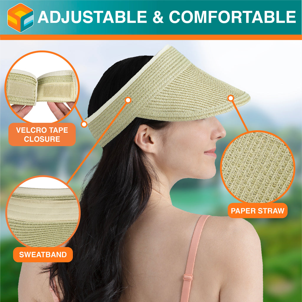 Womens Classic Straw Visor Hat