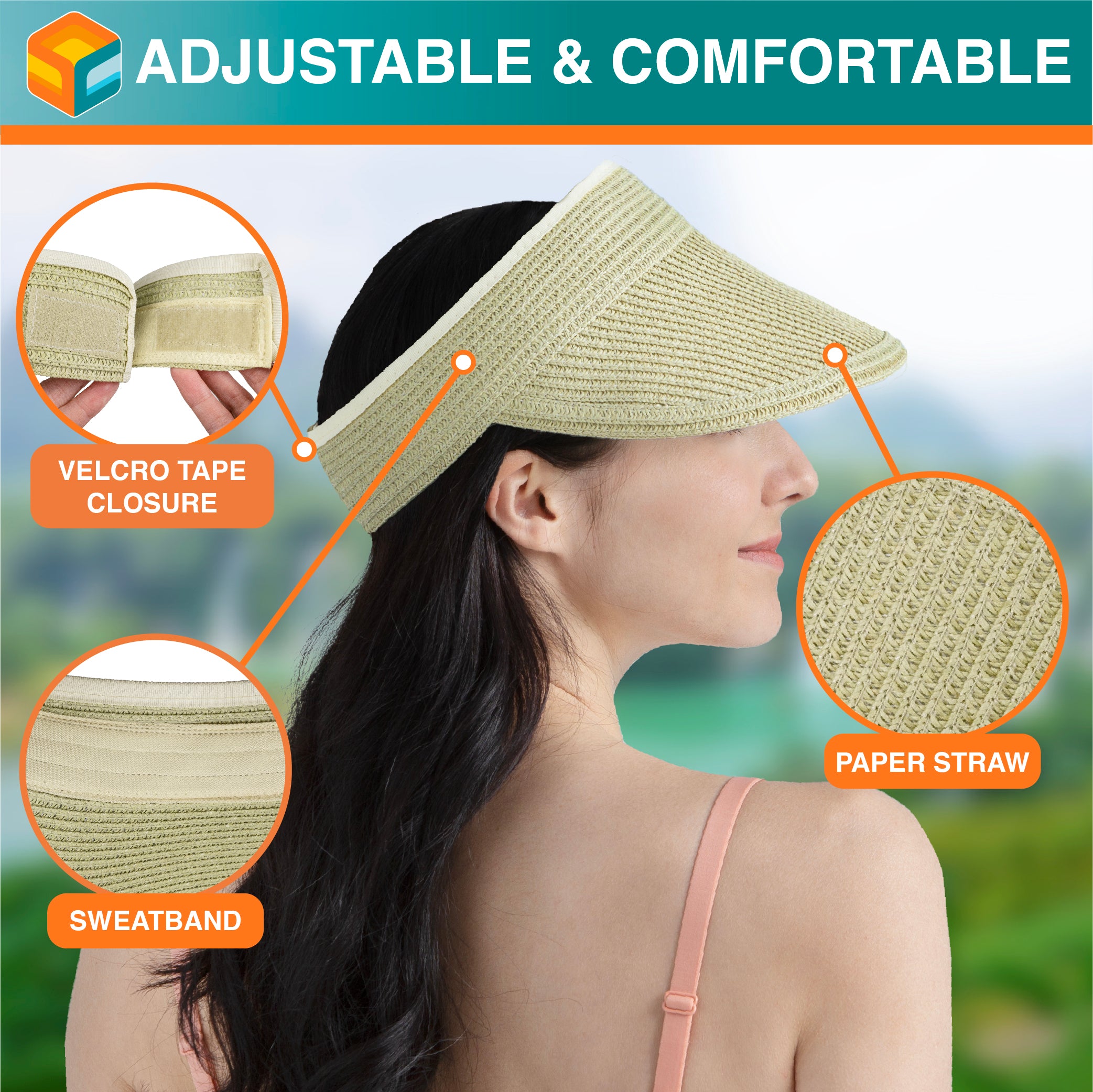 Womens Classic Straw Visor Hat