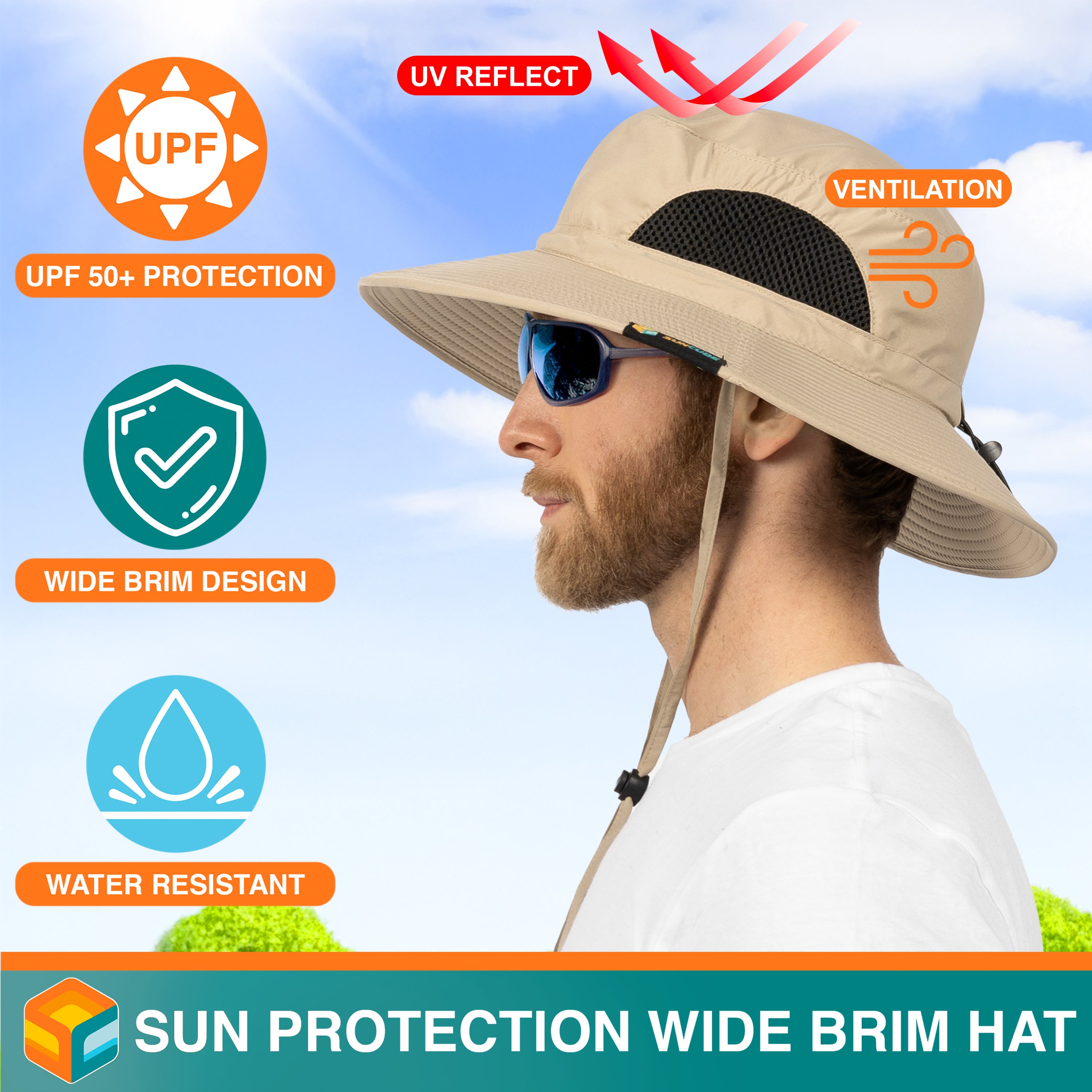 Unisex Wide Brim Sun Hat with Side Vent