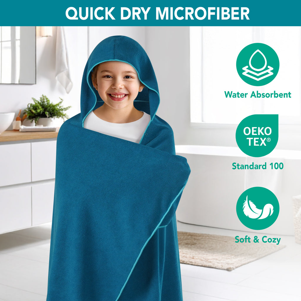 Kids Hooded Poncho Wrap Bath Towel