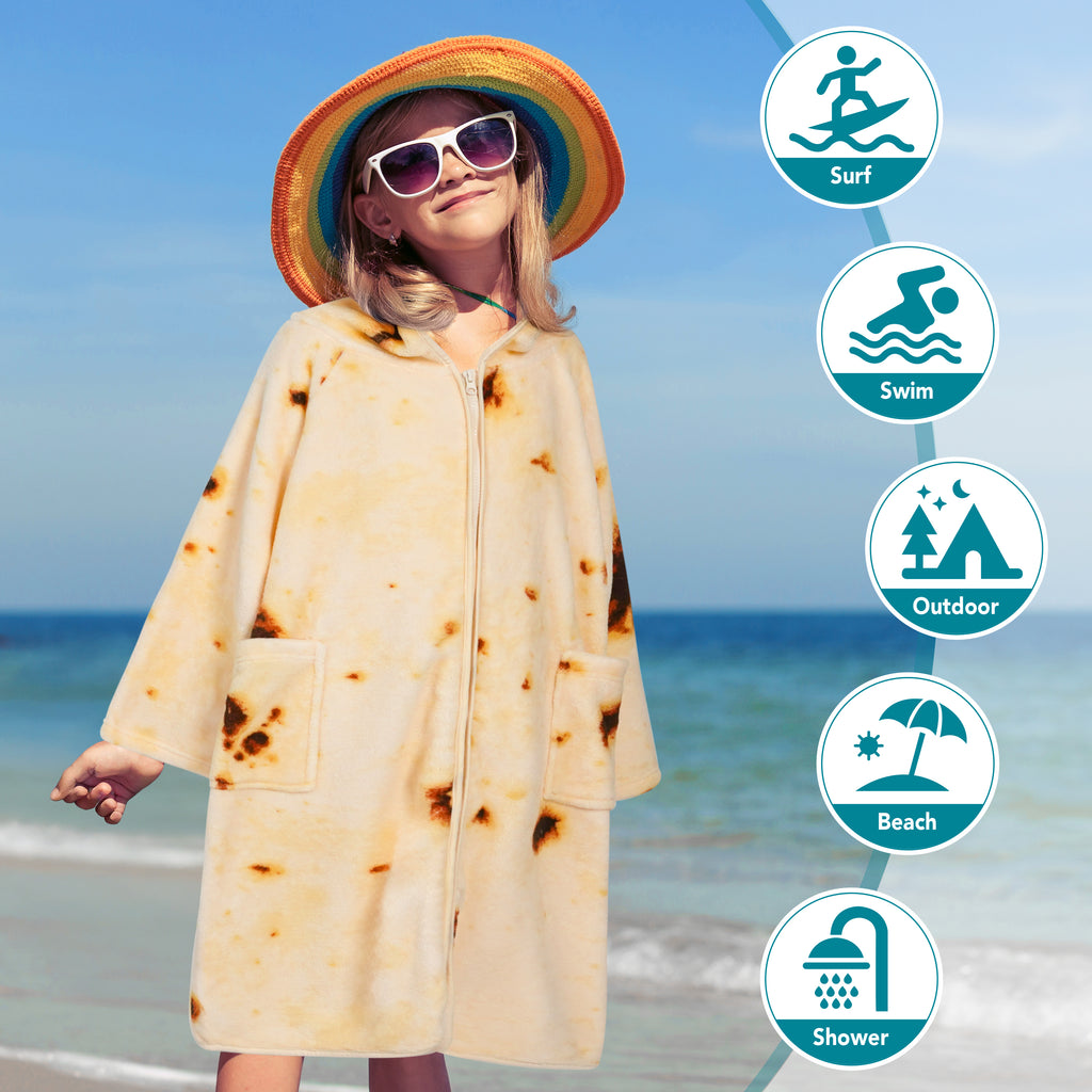 Teens Zippper Hooded Towel Robe