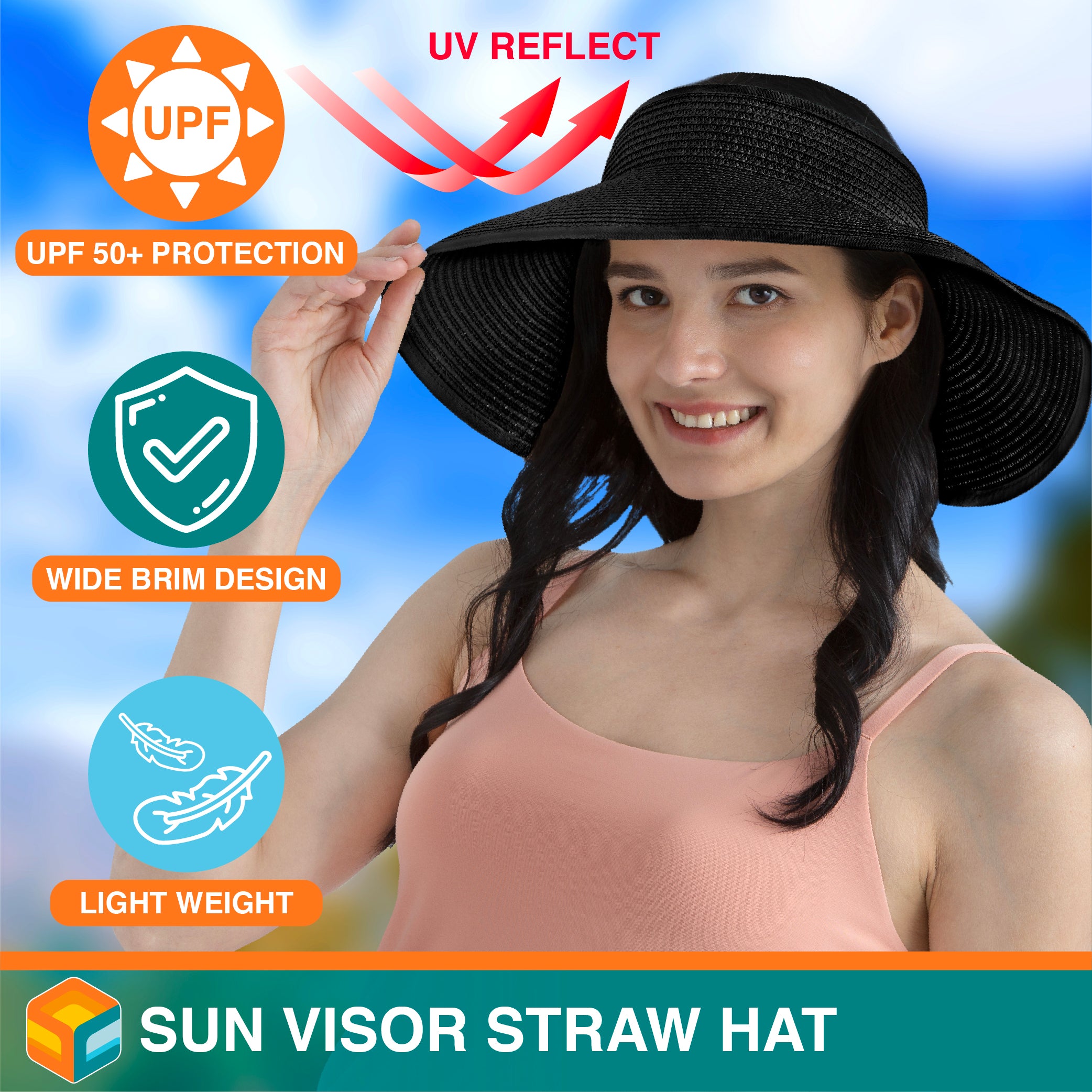 Women Wide Brim Sun Visor Hat