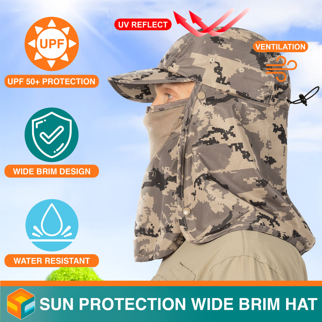 Unisex Sun Cap with Neck Flap and Face Cover