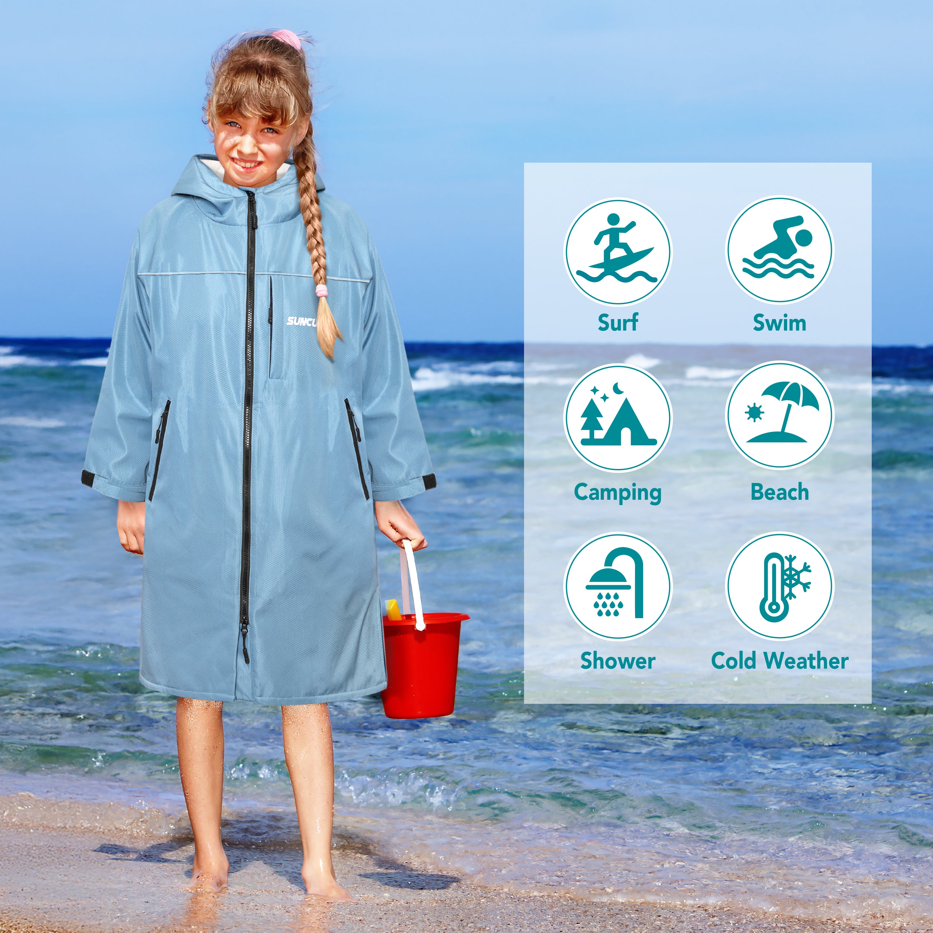 Unisex Hooded Swim Parka - Sherpa, Kids / Teen