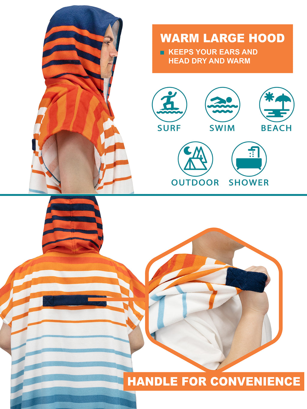Surf Poncho Changing Robe with Hood - Adults