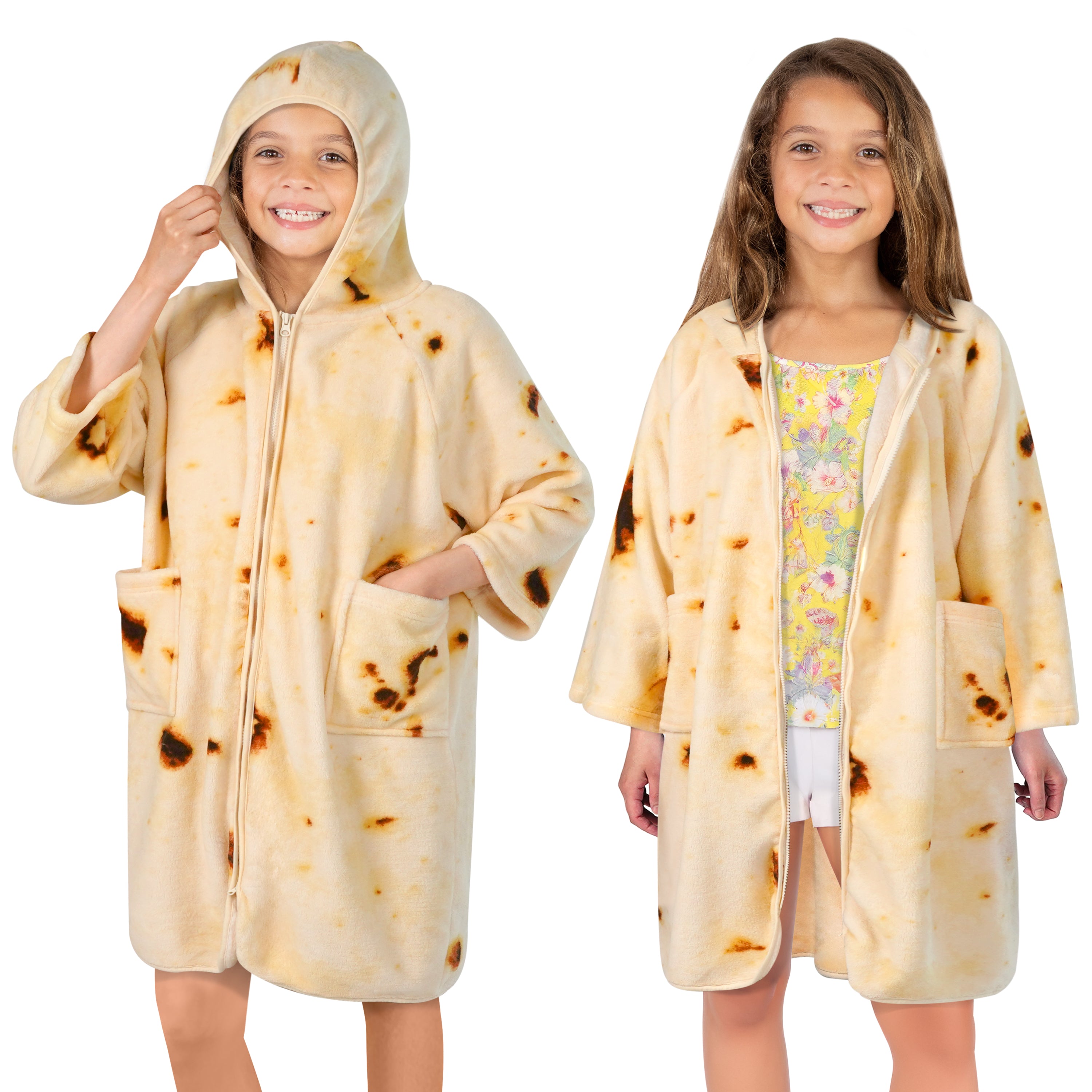 Teens Zippper Hooded Towel Robe