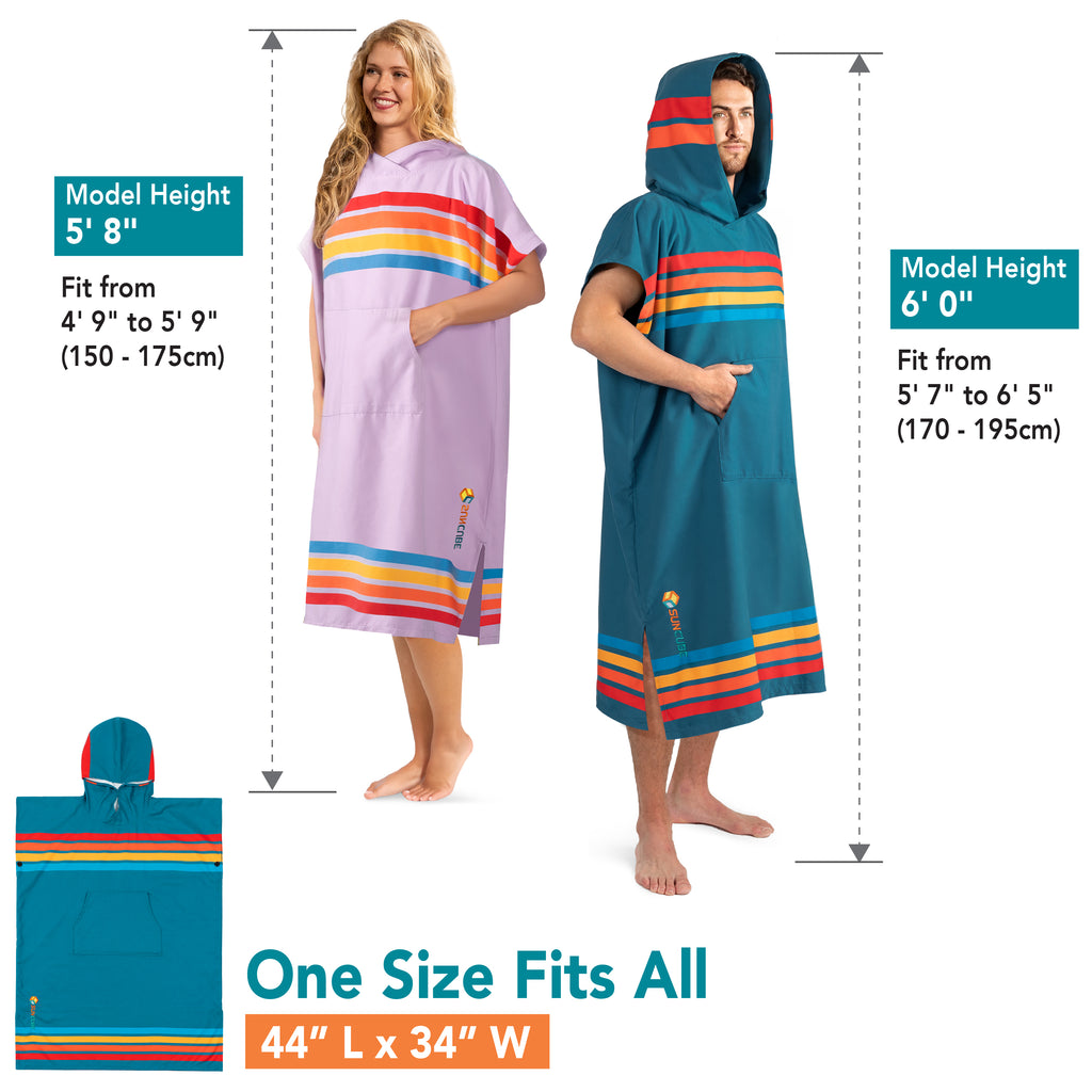 Surf Poncho Changing Robe with Hood, Microfiber - Adults
