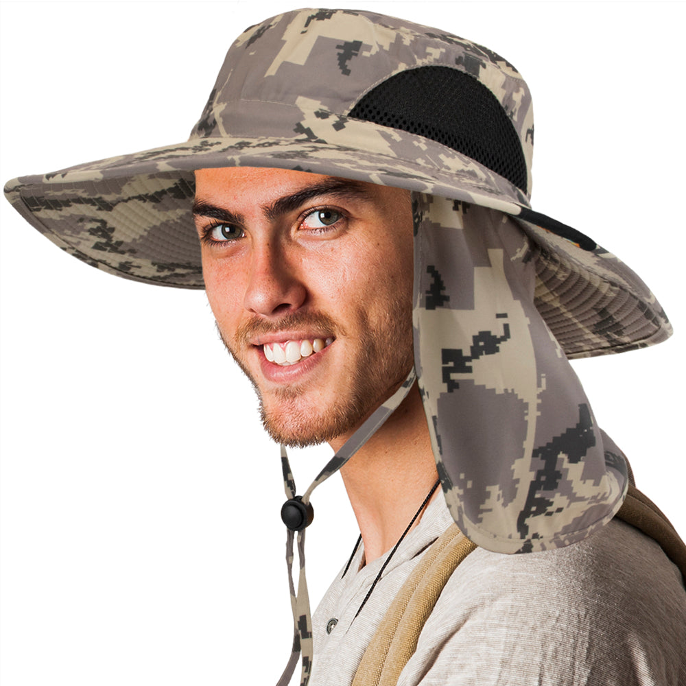 Unisex Wide Brim Sun Hat with Side Vent and Neck Flap Cover
