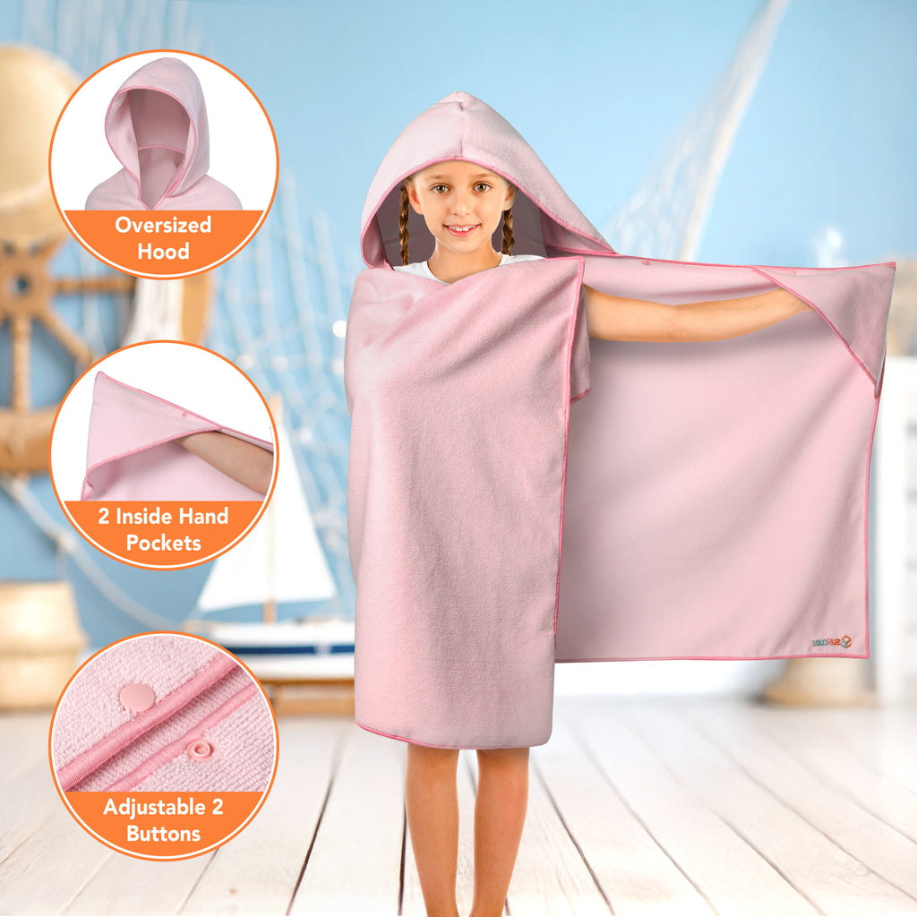 Kids Hooded Poncho Wrap Bath Towel