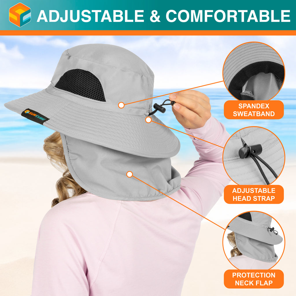 Unisex Wide Brim Sun Hat with Side Vent and Neck Flap Cover