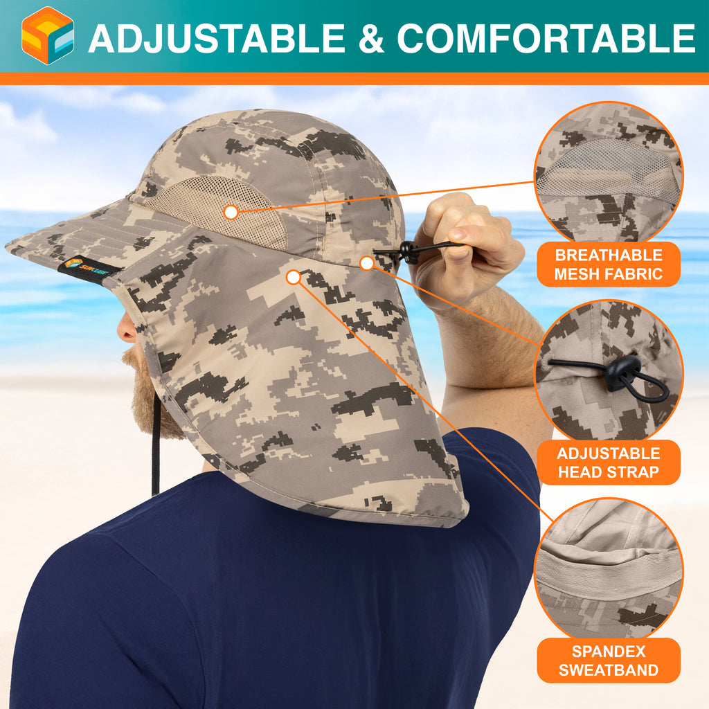 Unisex Wide Brim Sun Hat with Neck Cover