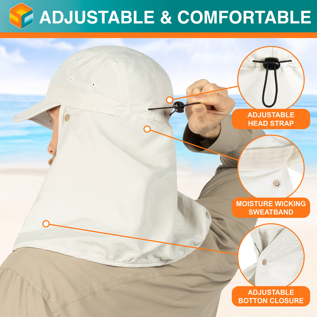 Unisex Sun Cap with Neck Flap and Face Cover