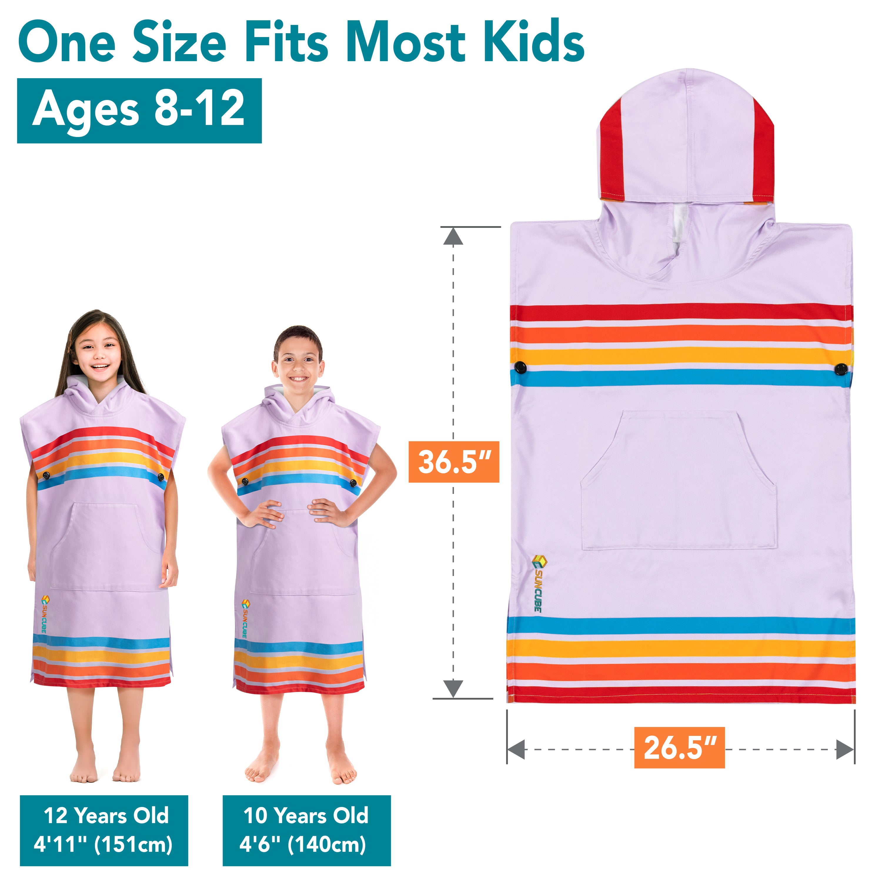 Surf Poncho Changing Robe with Hood, Microfiber - Kids / Teen