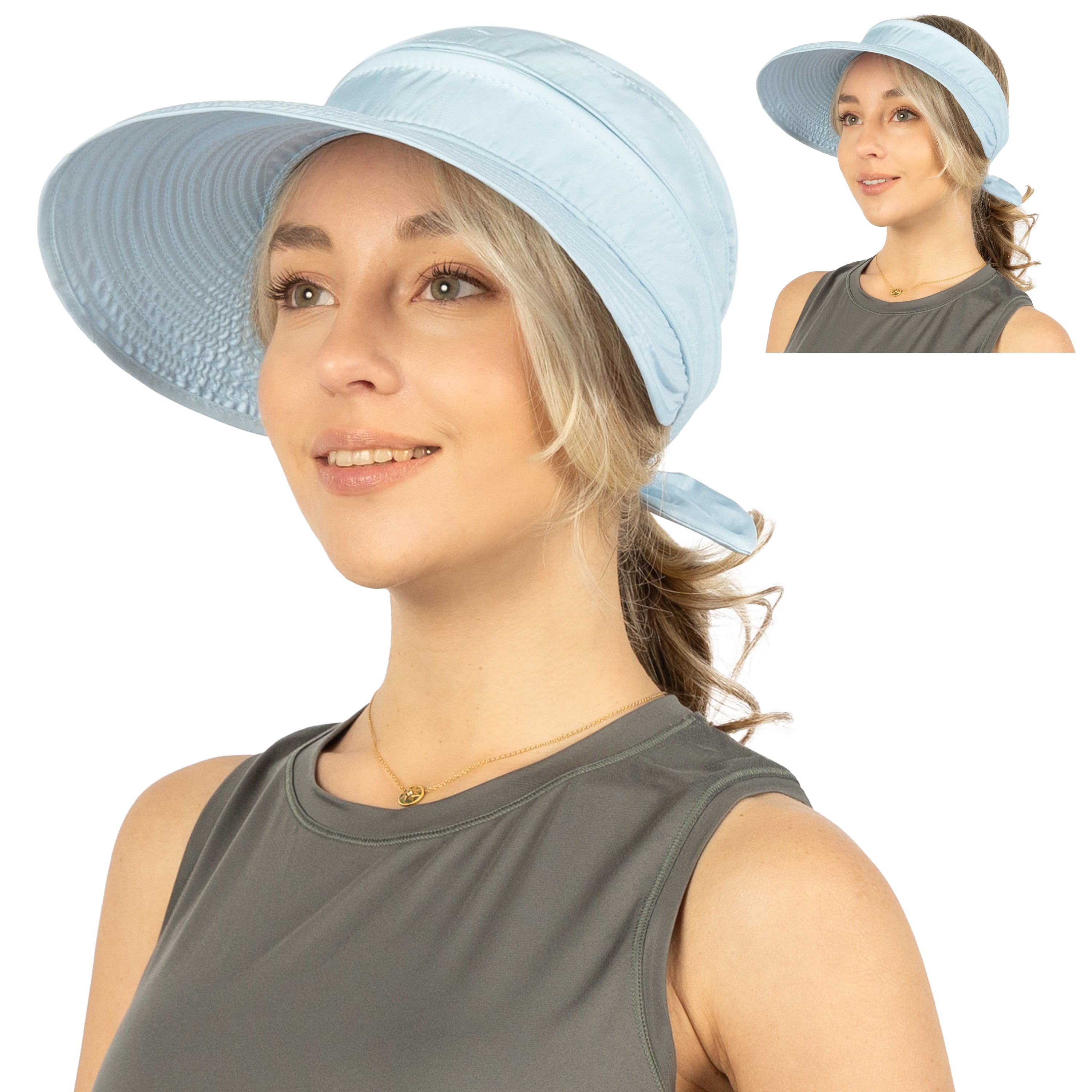 Womens Convertible Zip Off Sun Visor Hat