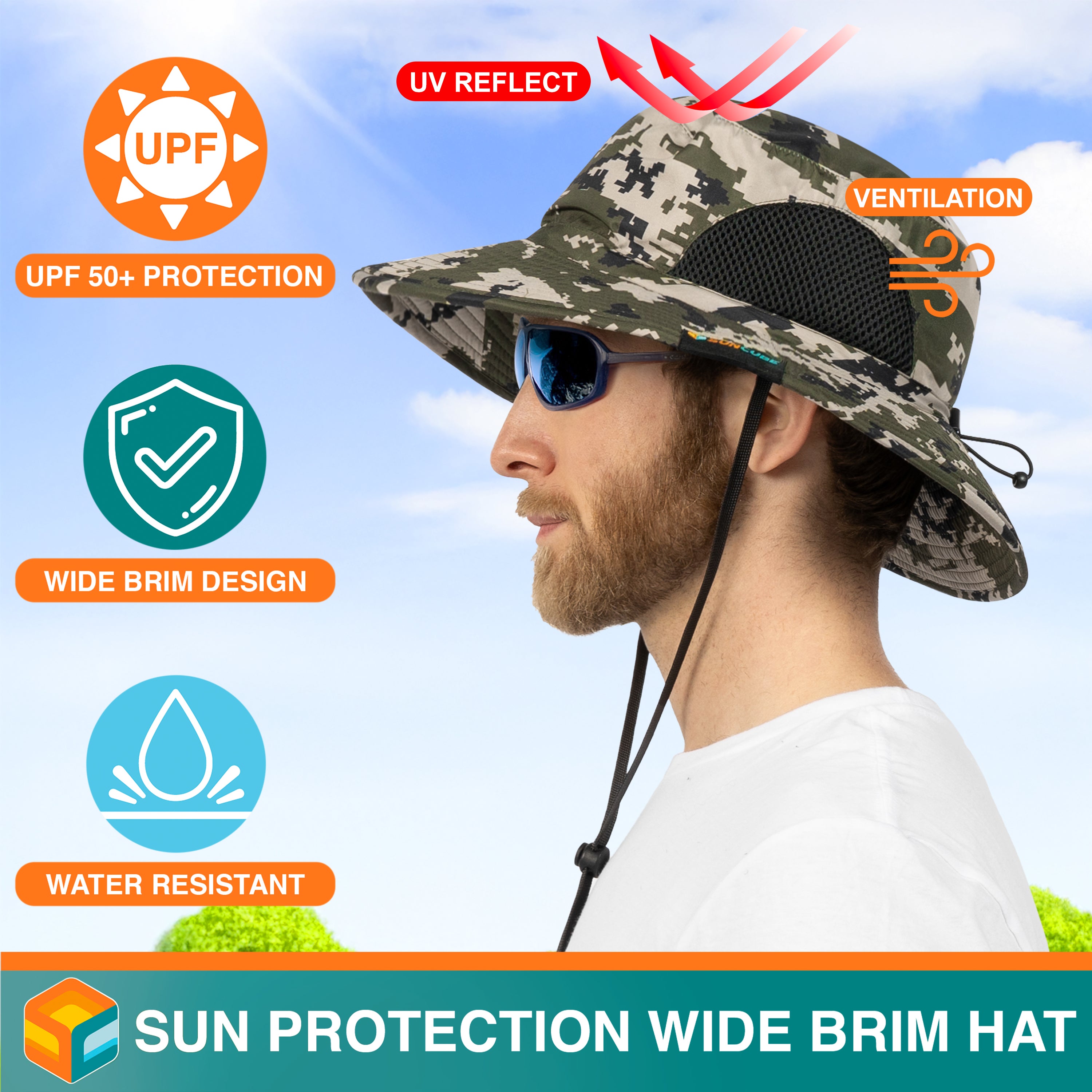 Unisex Wide Brim Sun Hat with Side Vent