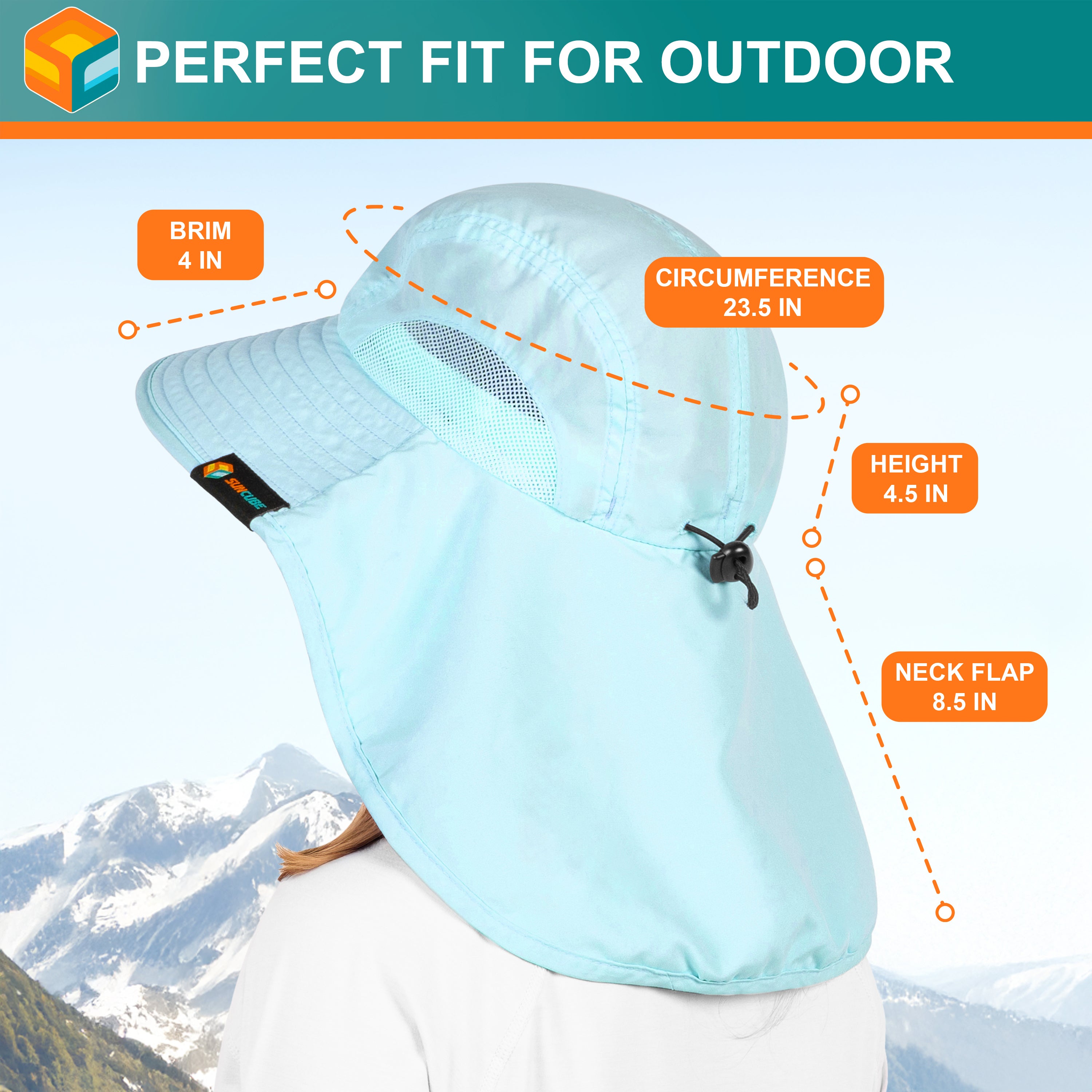 Unisex Wide Brim Sun Hat with Neck Cover