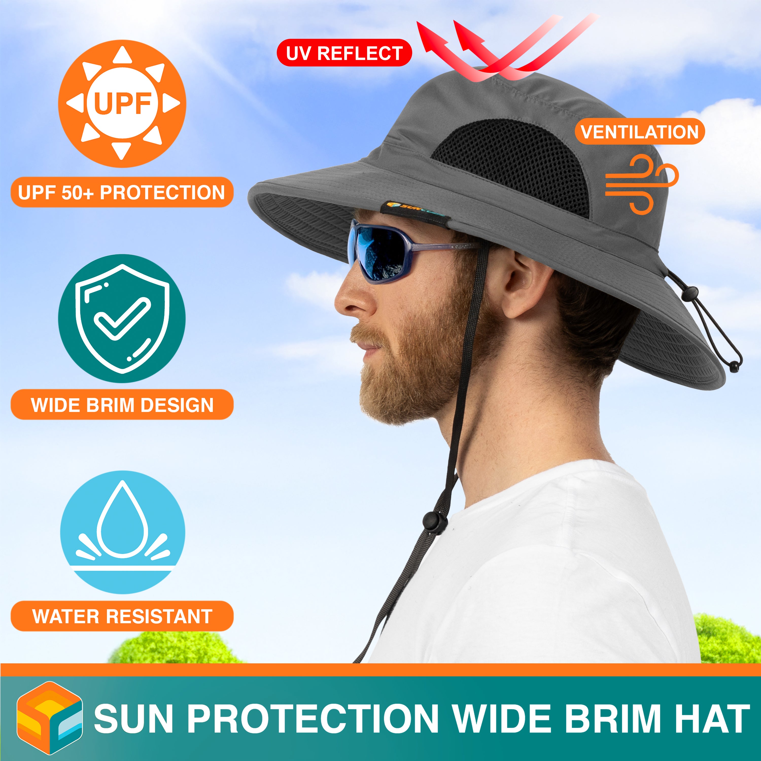 Unisex Wide Brim Sun Hat with Side Vent