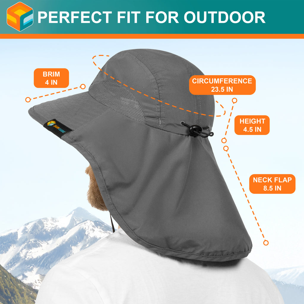 Unisex Wide Brim Sun Hat with Neck Cover