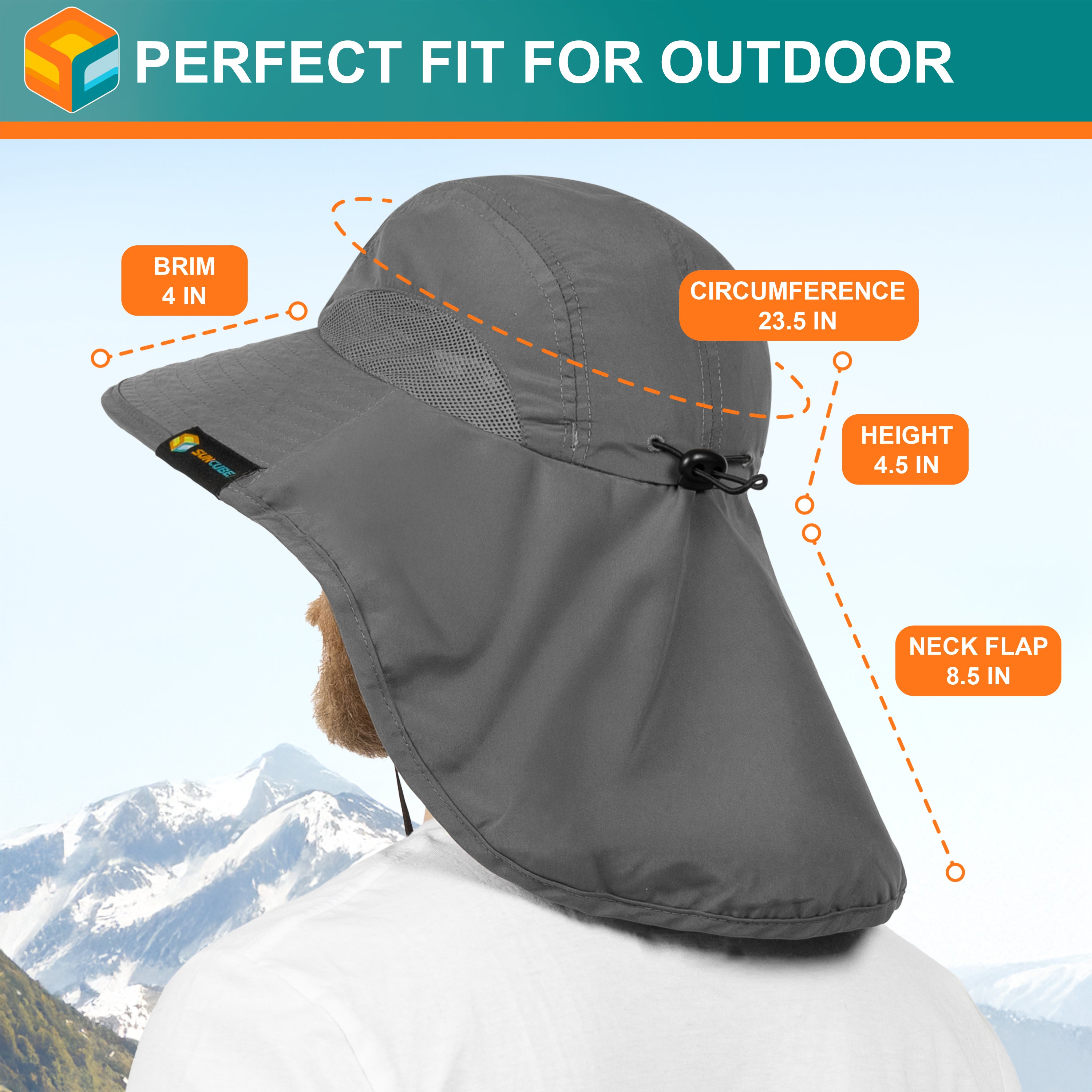 Unisex Wide Brim Sun Hat with Neck Cover