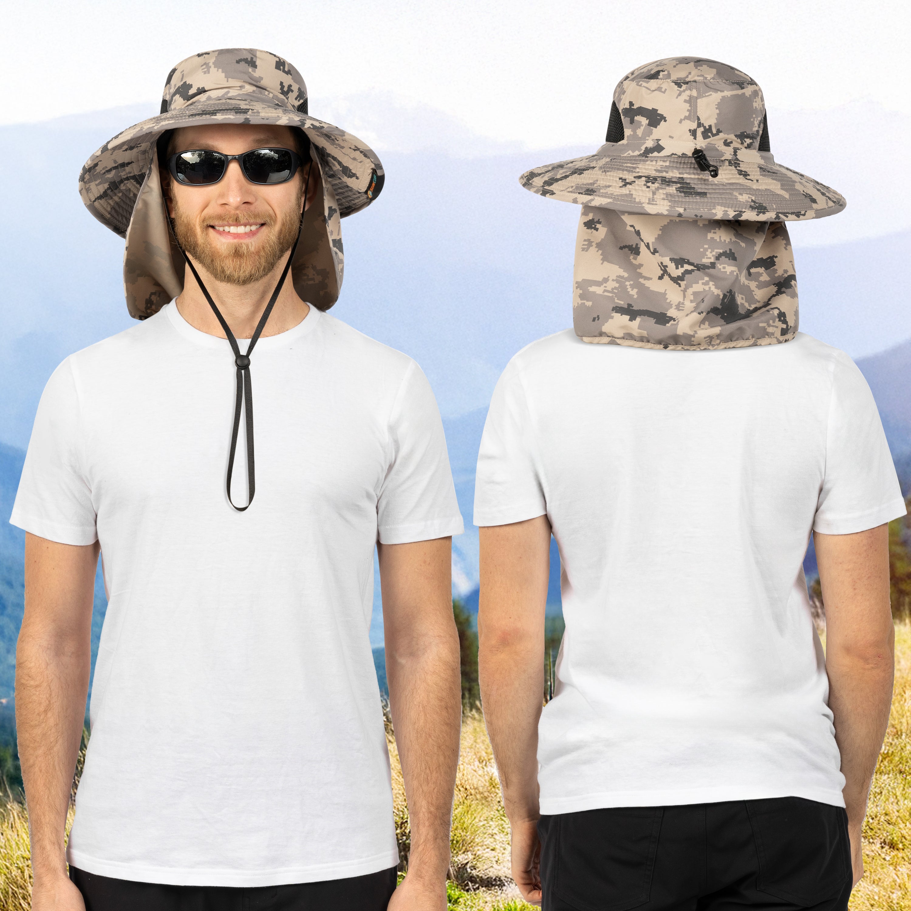 Unisex Wide Brim Sun Hat with Side Vent and Neck Flap Cover
