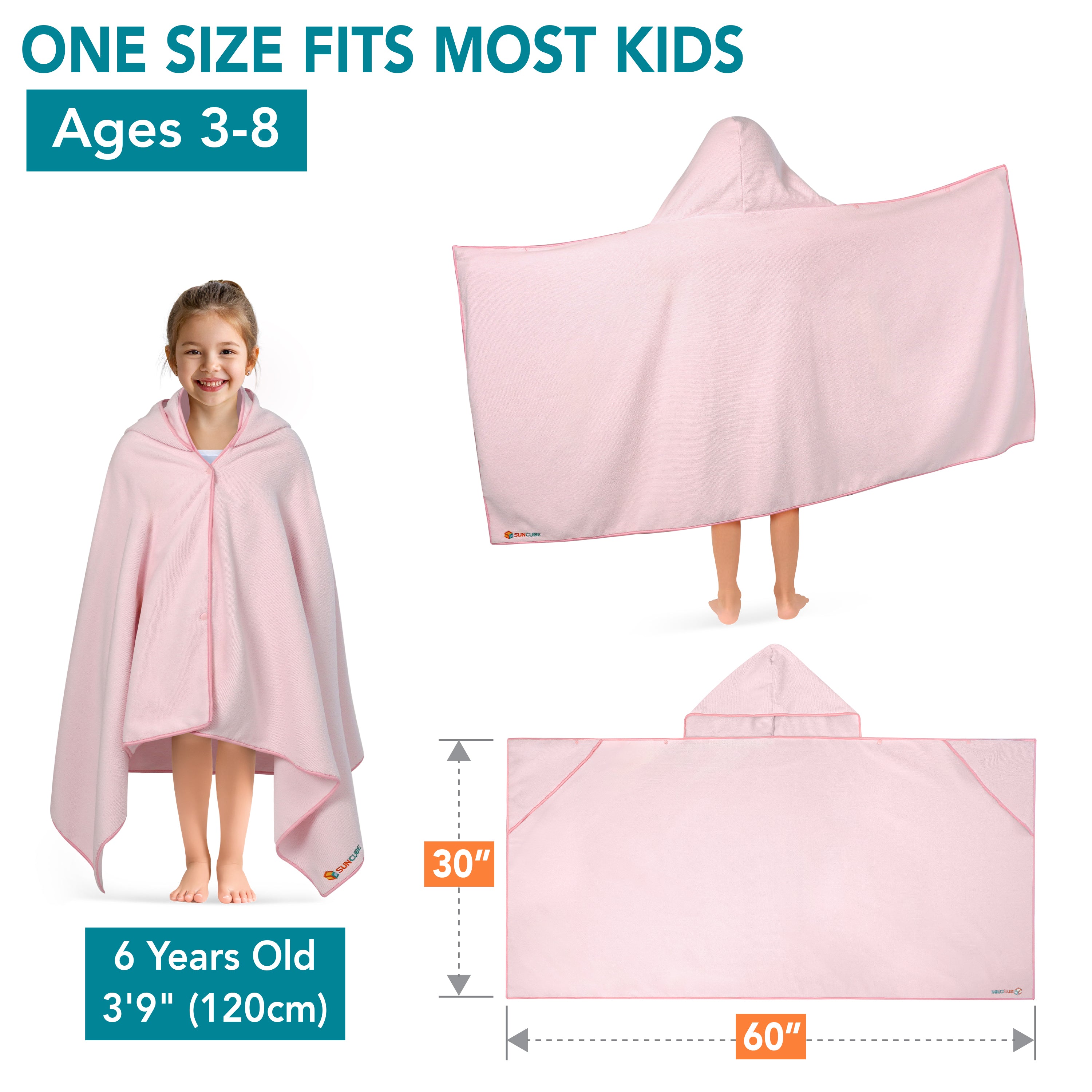 Kids Hooded Poncho Wrap Bath Towel