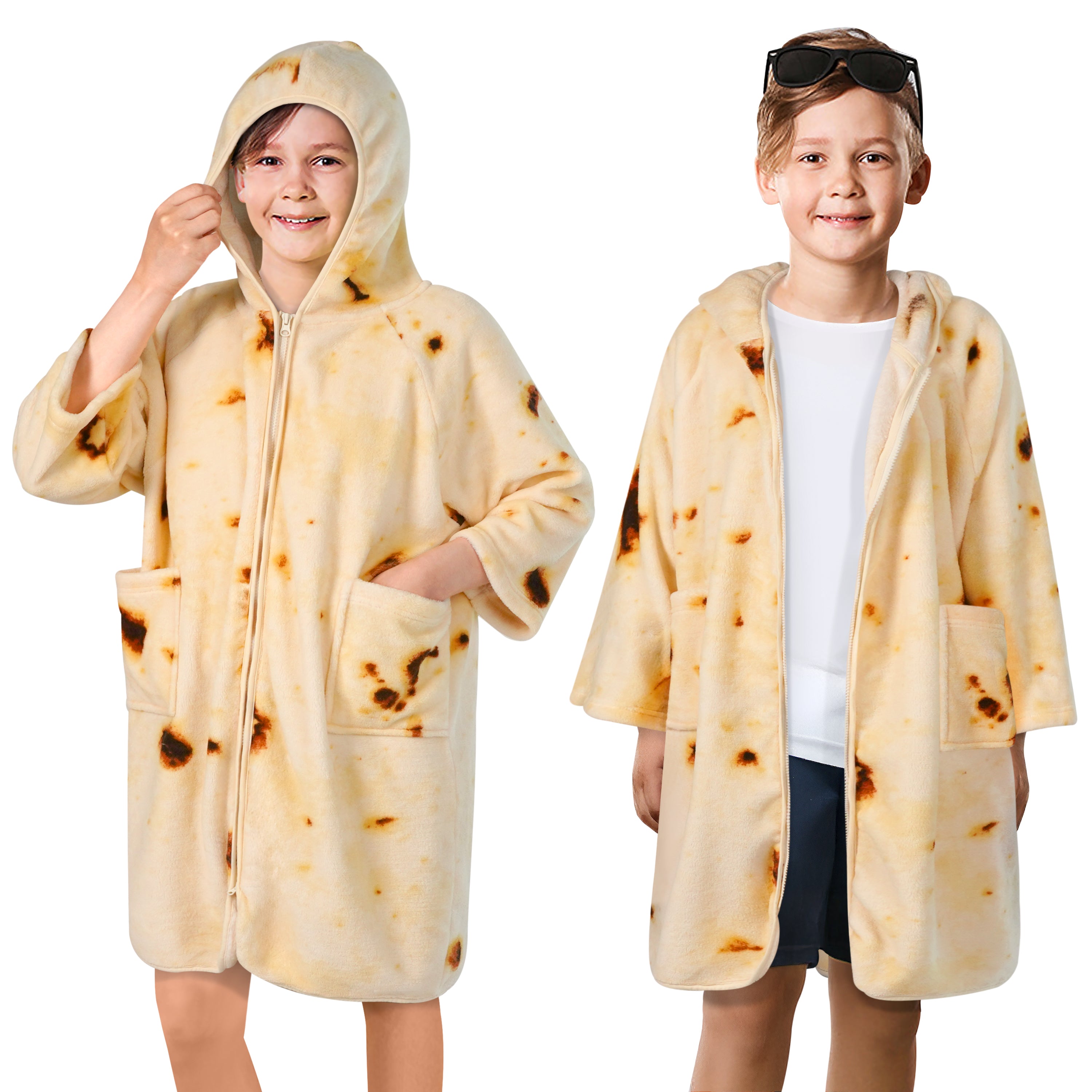 Teens Zippper Hooded Towel Robe