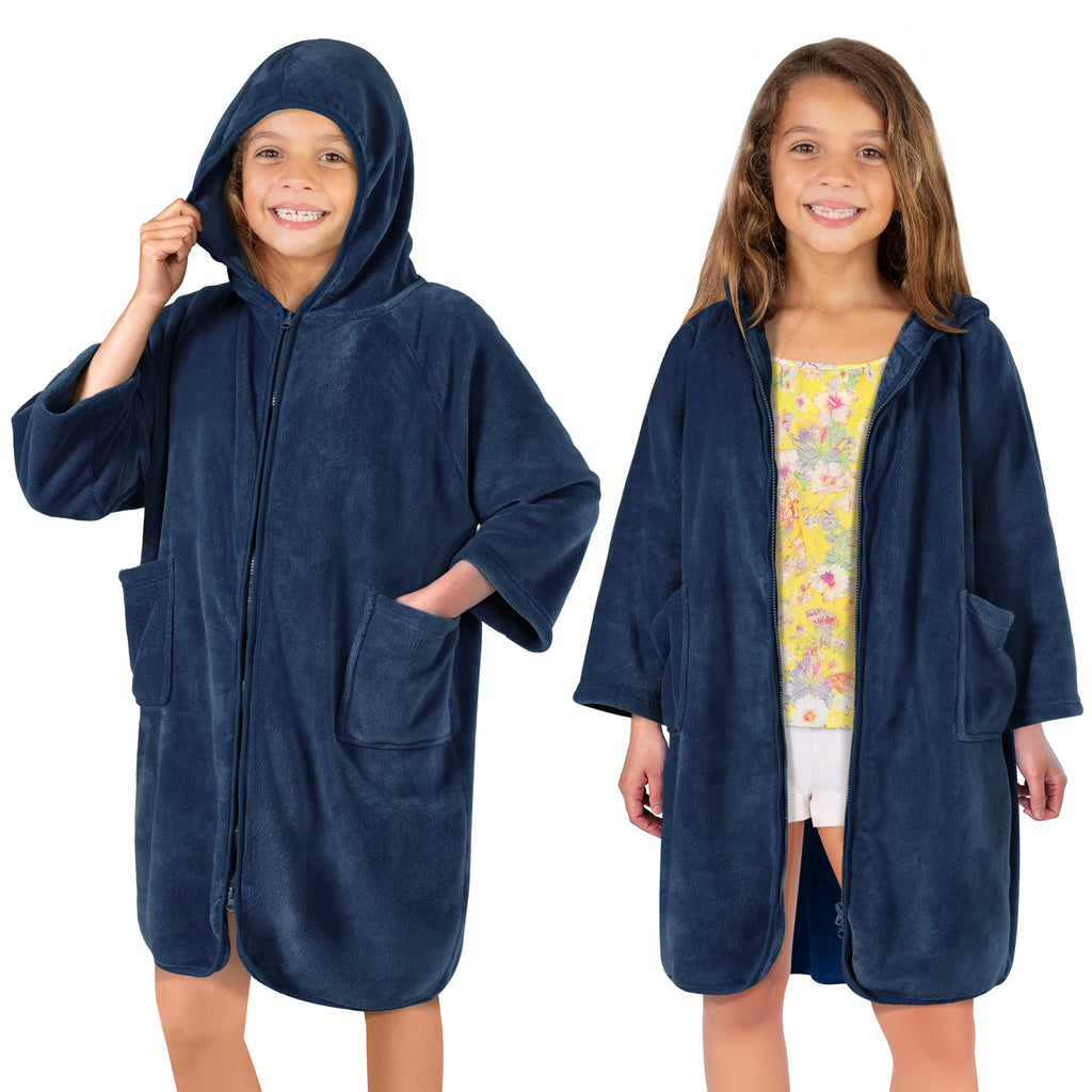 Teens Zippper Hooded Towel Robe