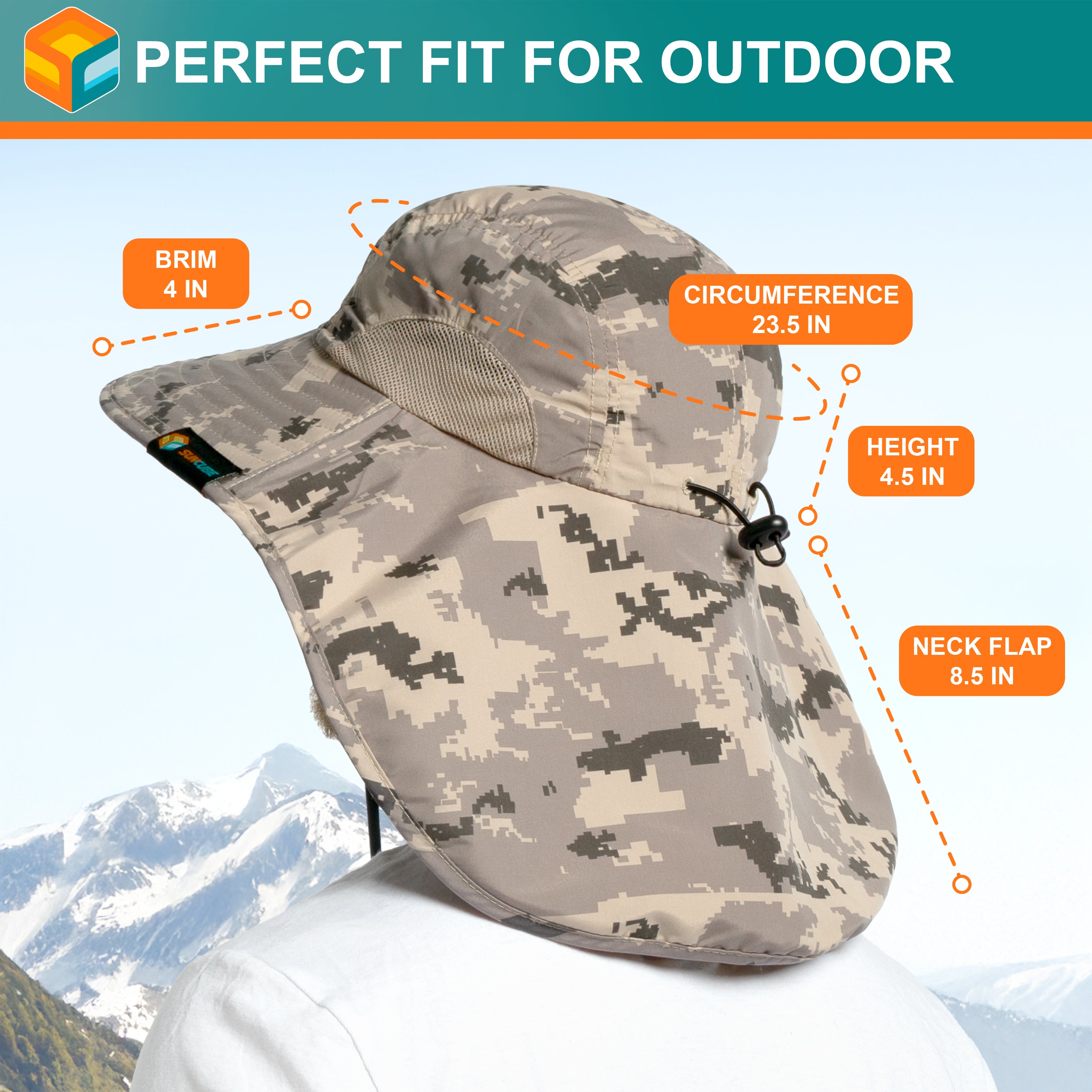 Unisex Wide Brim Sun Hat with Neck Cover
