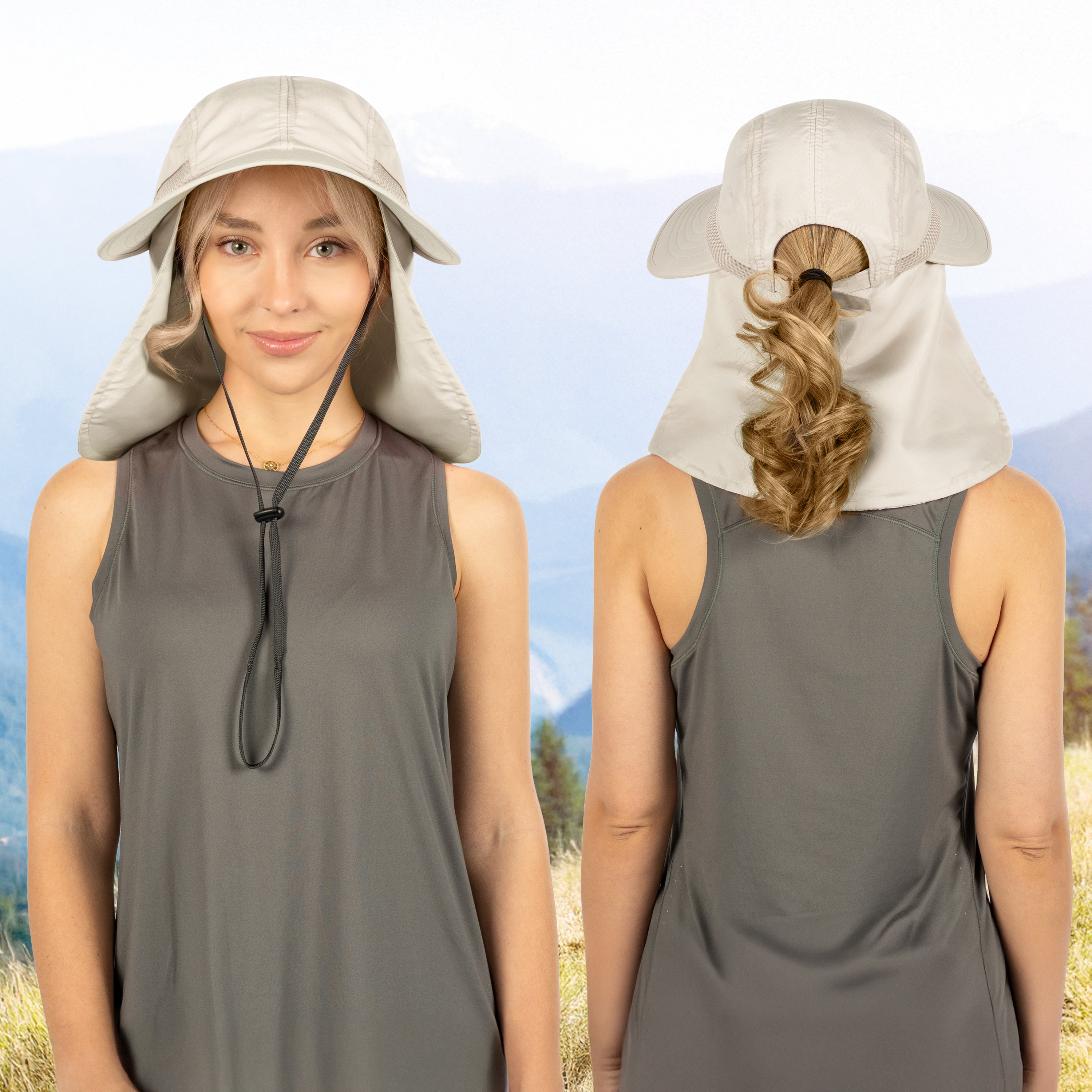 Womens Sun Hat with Neck Flap