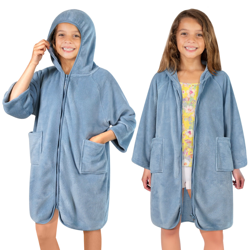 Teens Zippper Hooded Towel Robe
