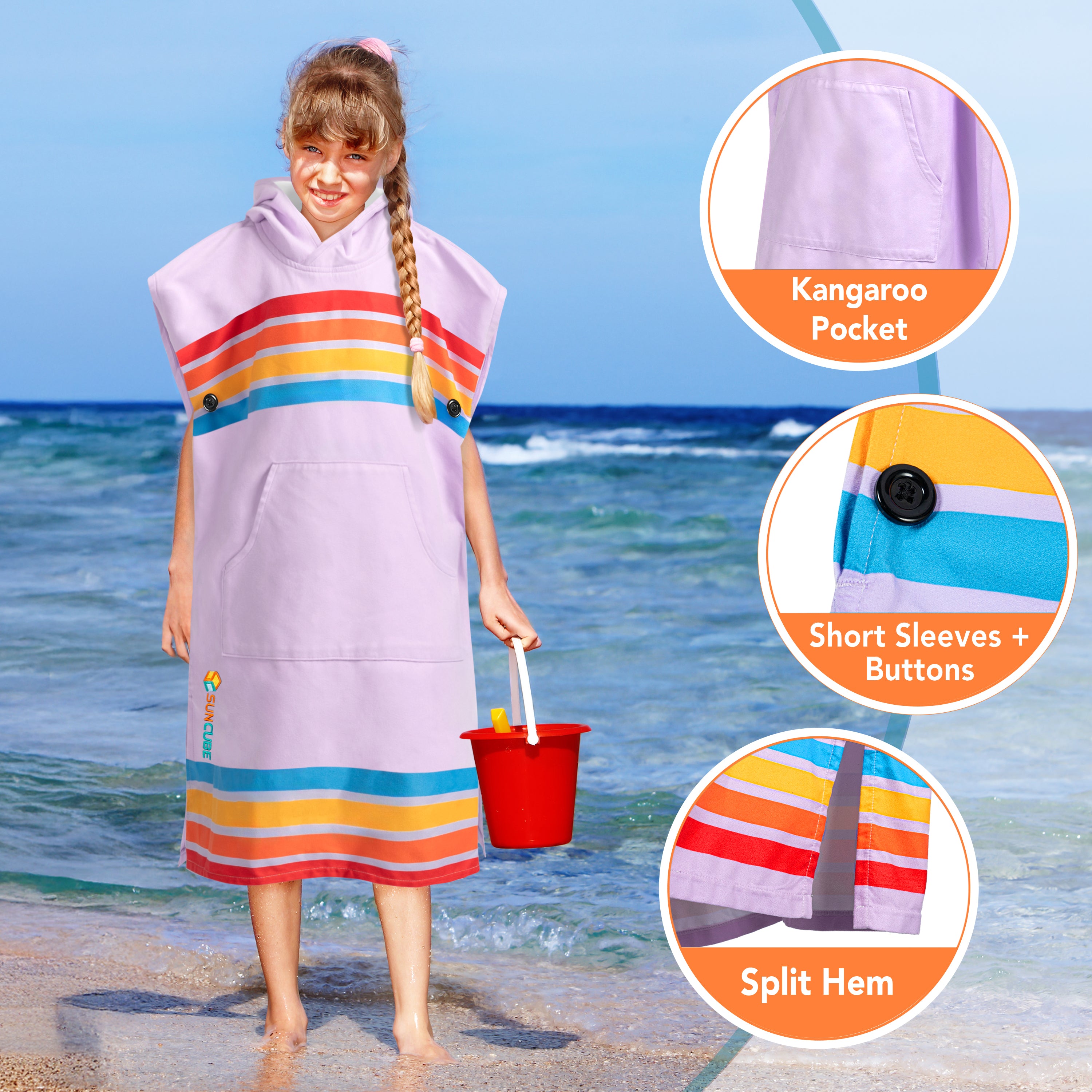 Surf Poncho Changing Robe with Hood, Microfiber - Kids / Teen