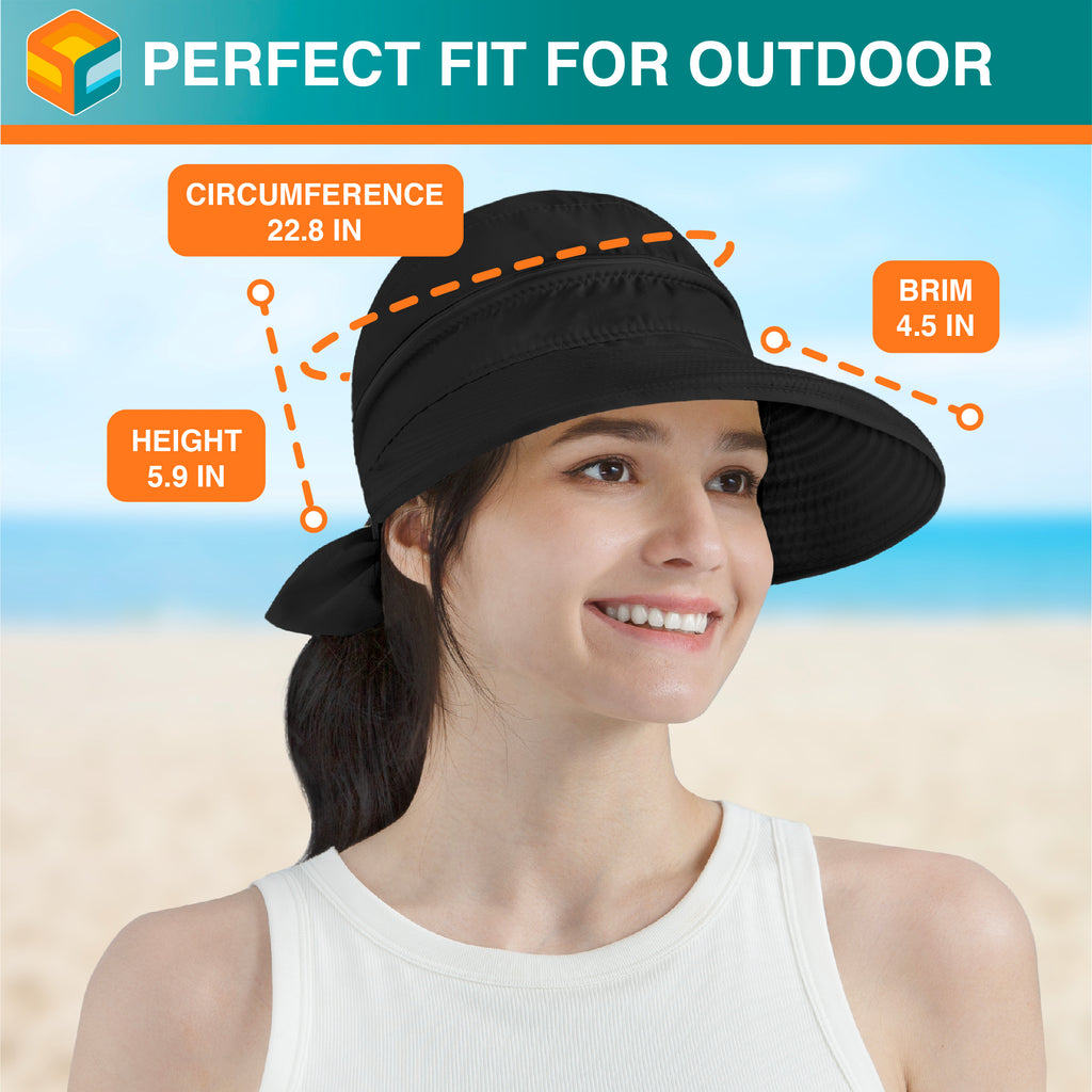 Womens Convertible Zip Off Sun Visor Hat