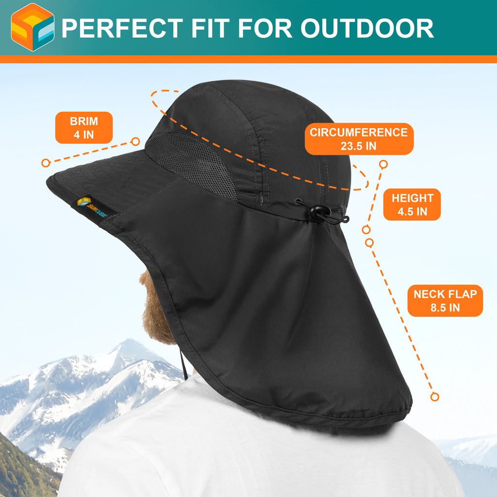 Unisex Wide Brim Sun Hat with Neck Cover
