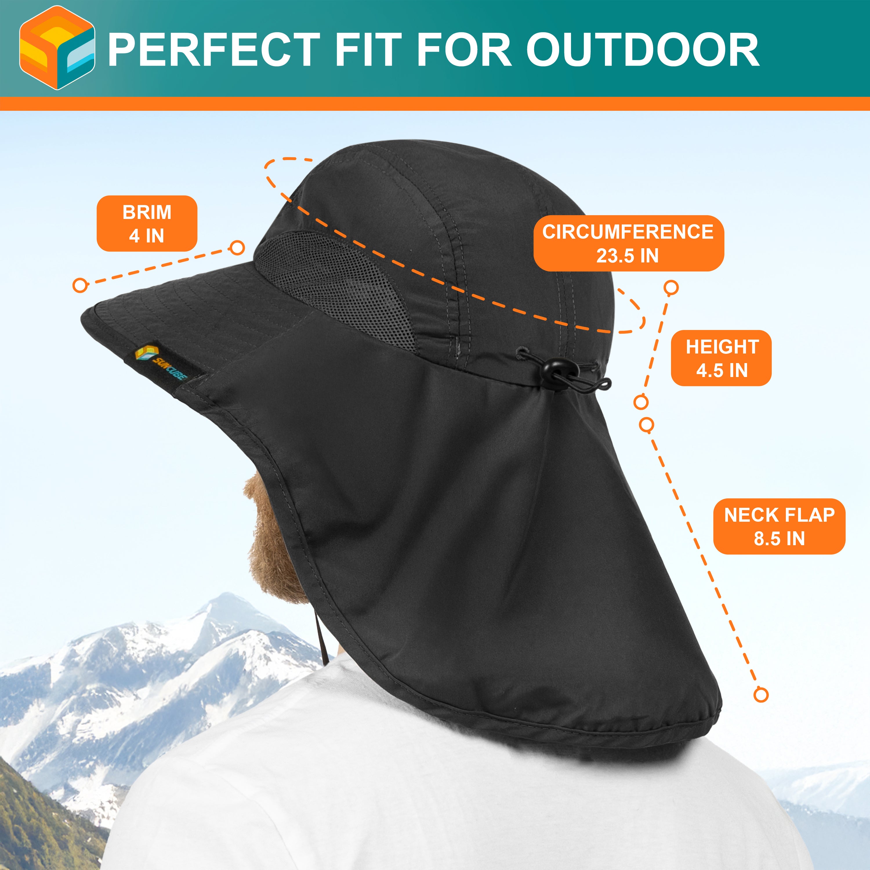 Unisex Wide Brim Sun Hat with Neck Cover