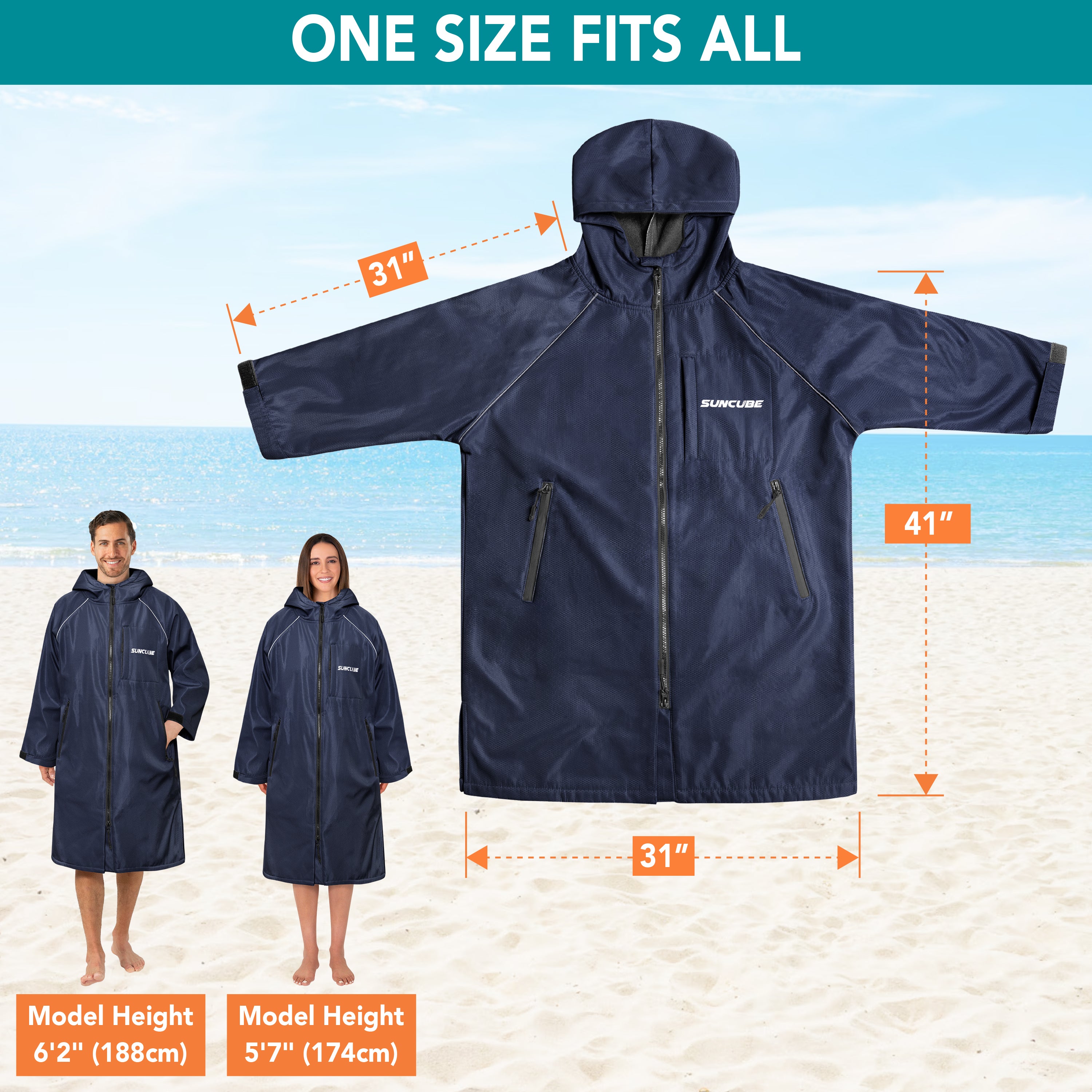 Unisex Hooded Swim Parka - Fleece, Adults