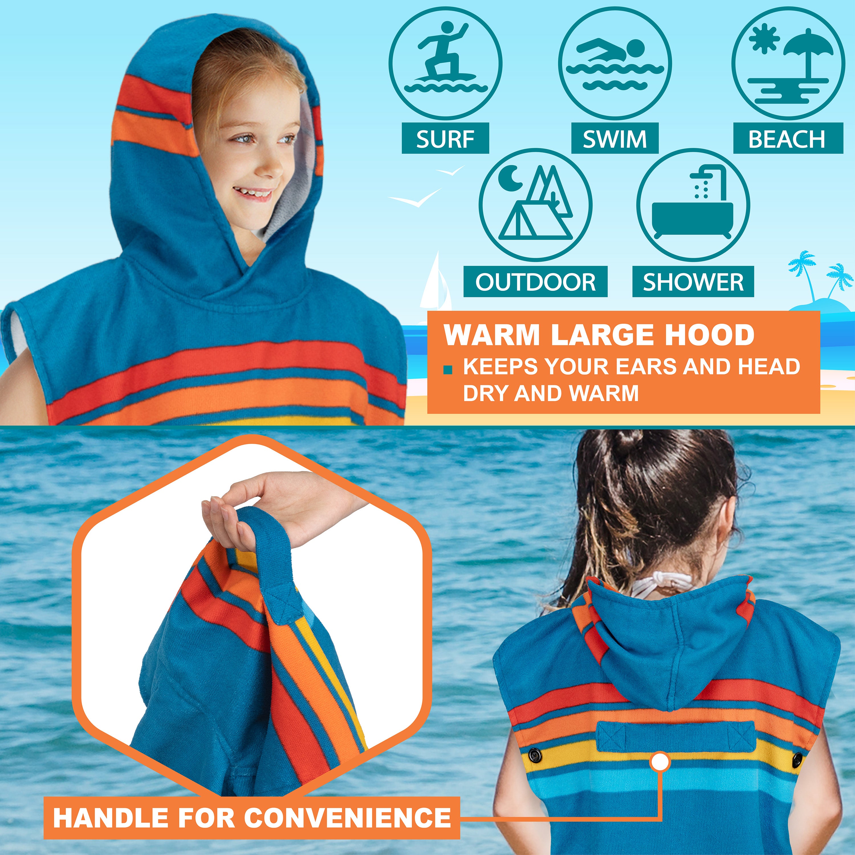 Surf Poncho Changing Robe with Hood - Kids / Teen