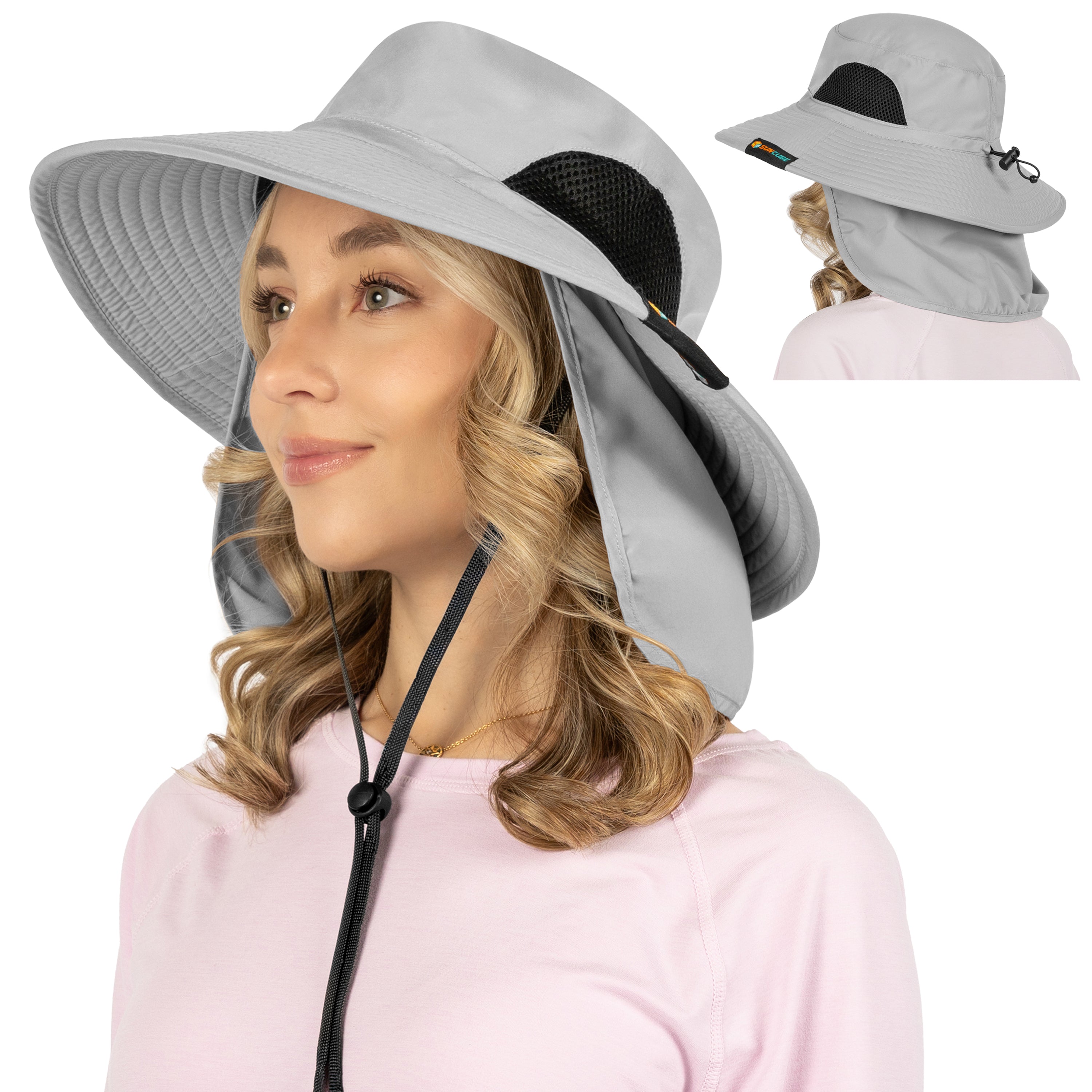 Unisex Wide Brim Sun Hat with Side Vent and Neck Flap Cover