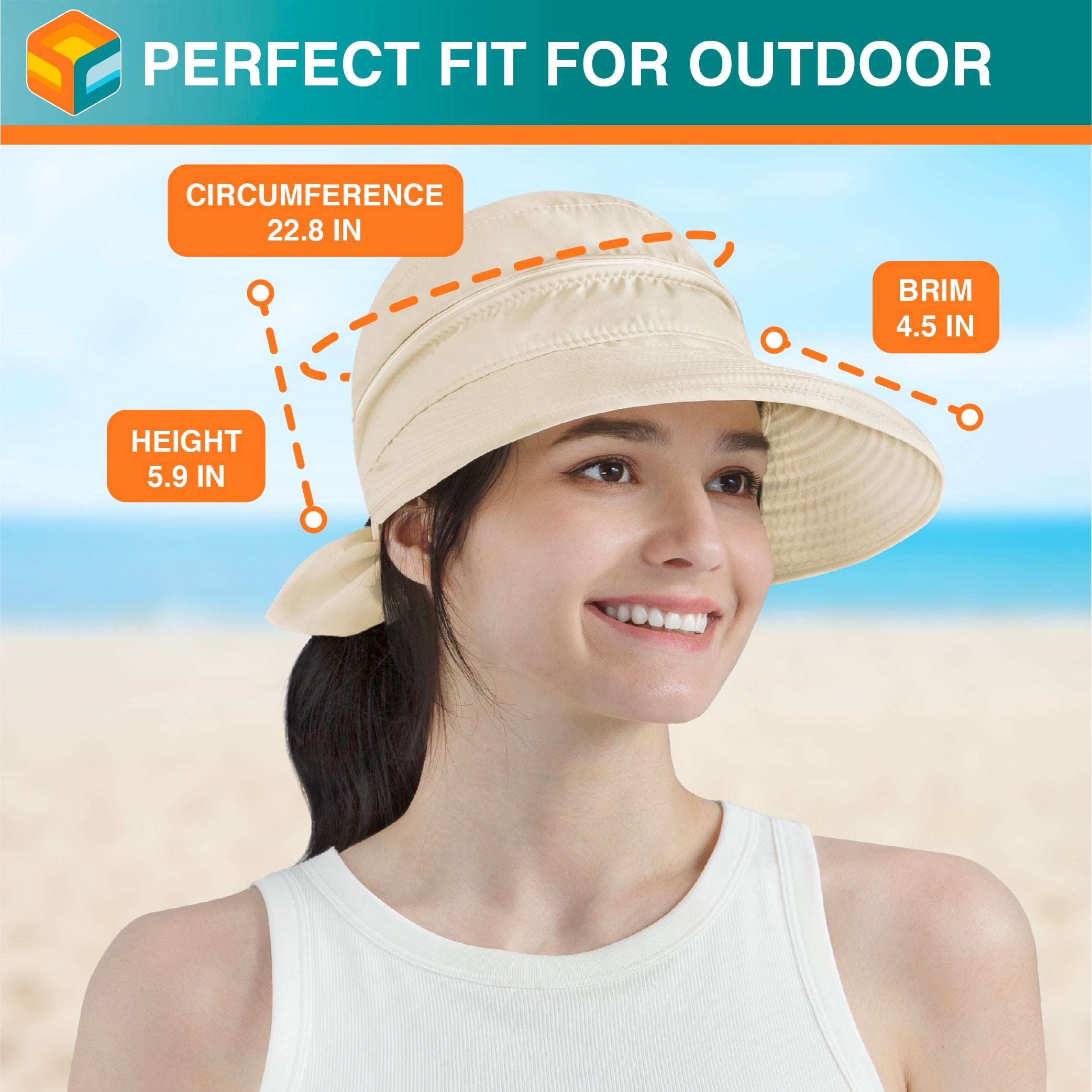 Womens Convertible Zip Off Sun Visor Hat
