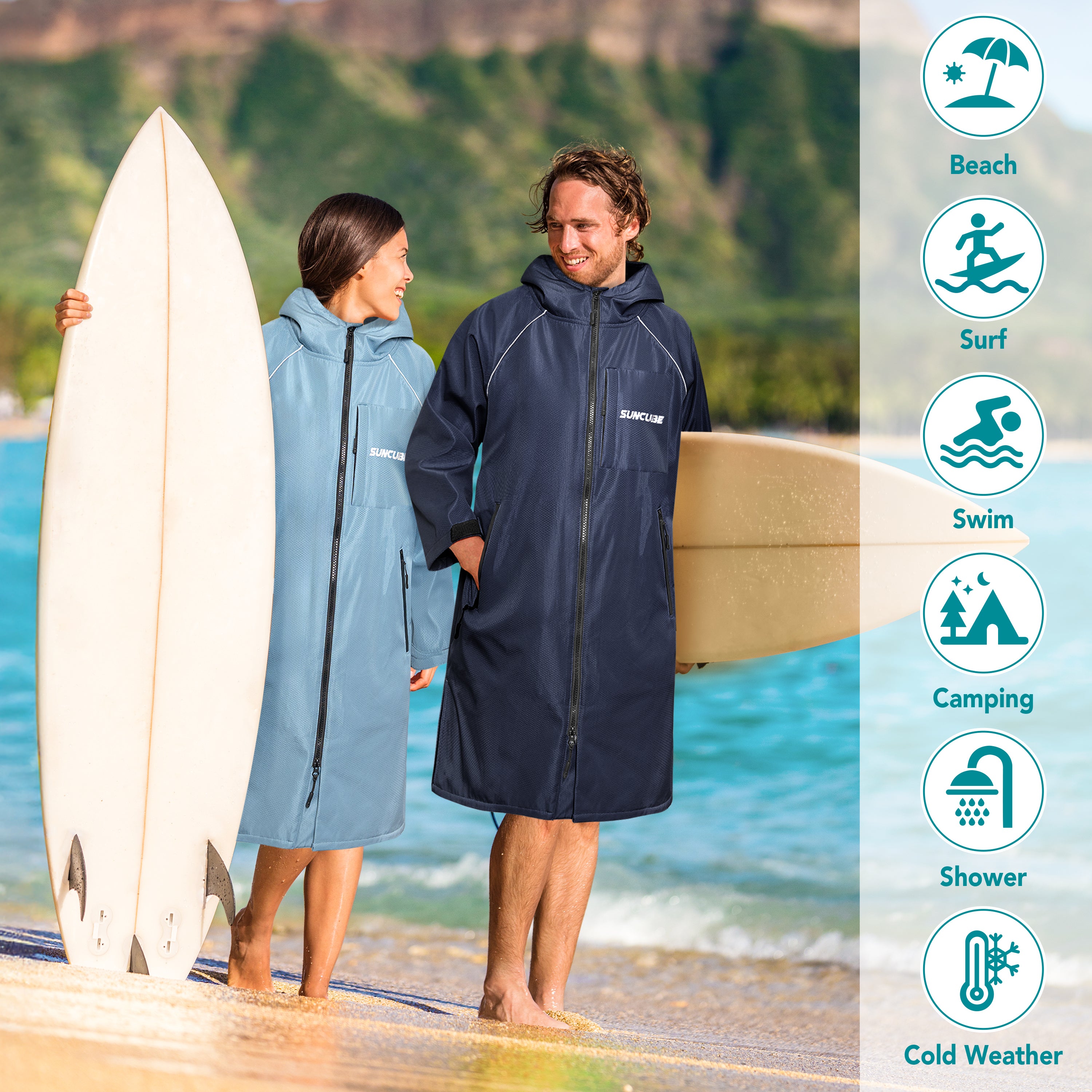 Unisex Hooded Swim Parka - Fleece, Adults