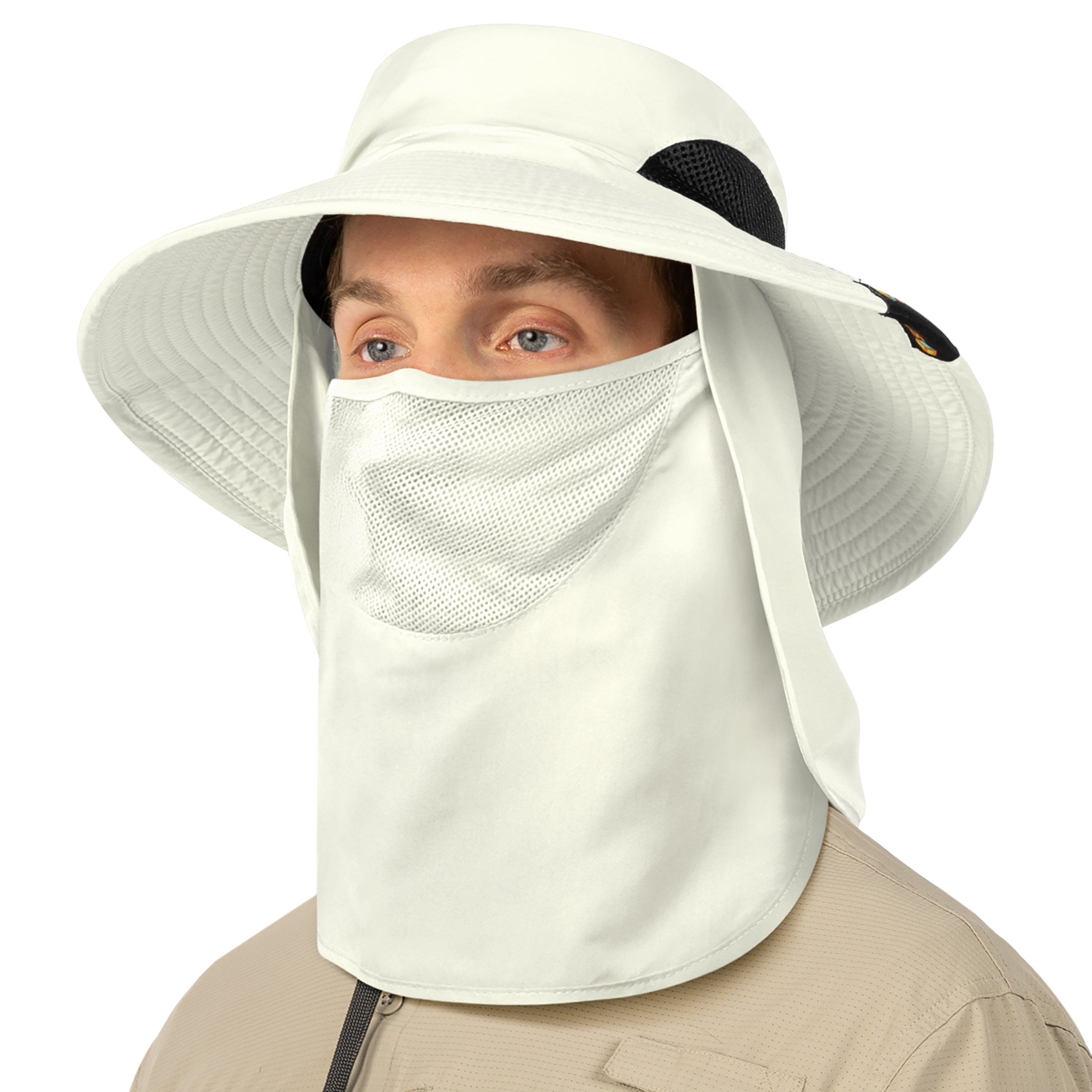 Unisex Wide Brim Hat with Neck Flap and Face Cover