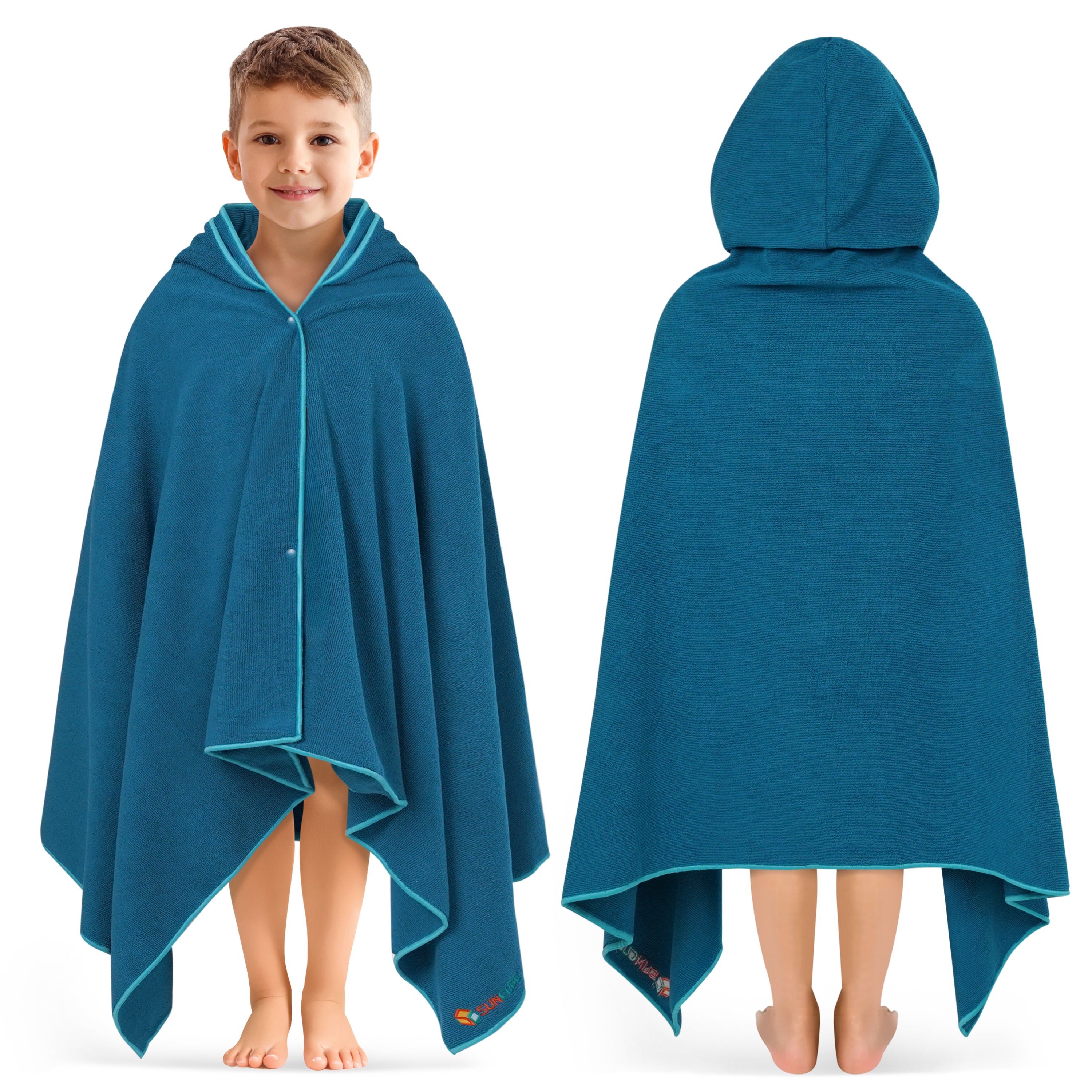 Kids Hooded Poncho Wrap Bath Towel