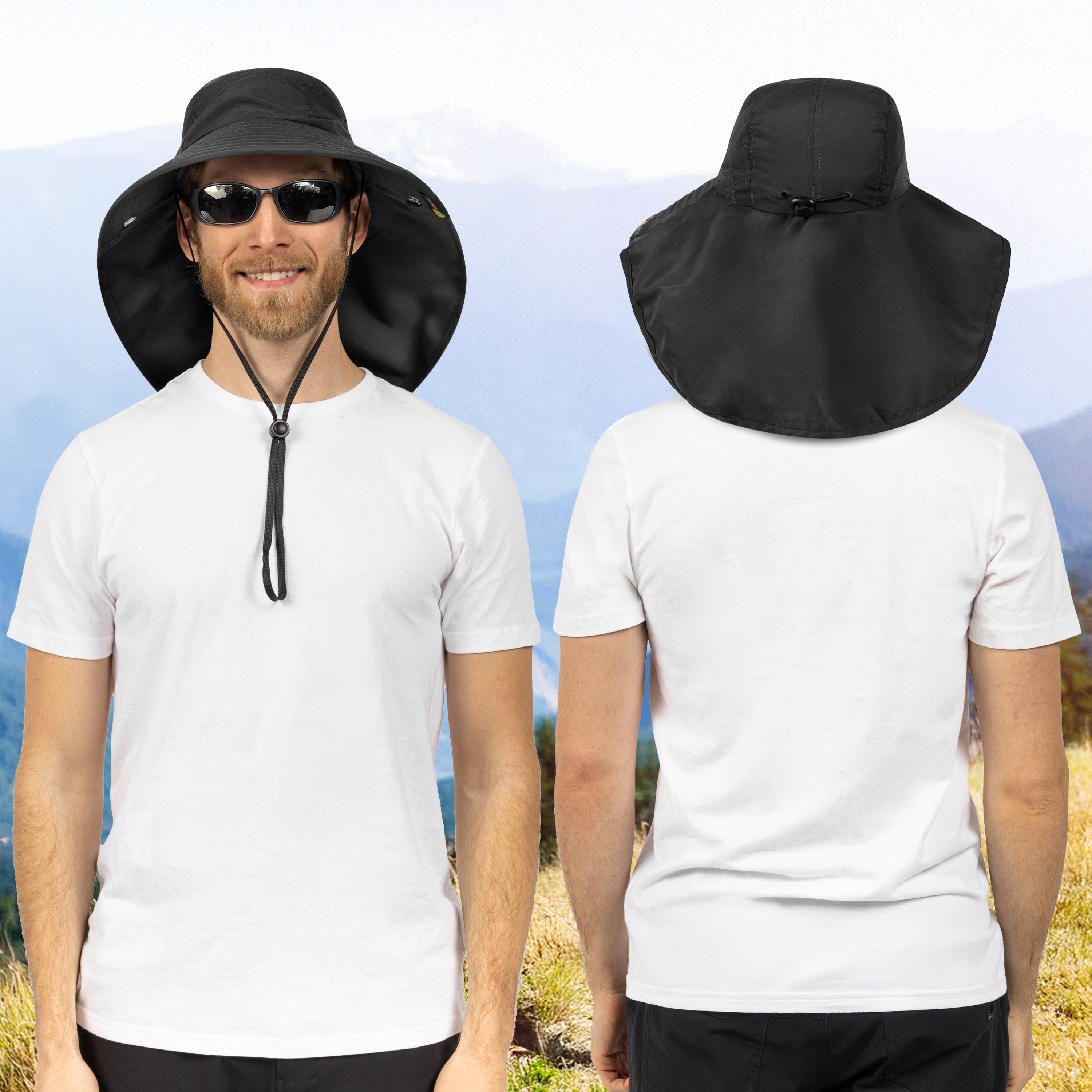Unisex Wide Brim Sun Hat with Neck Cover