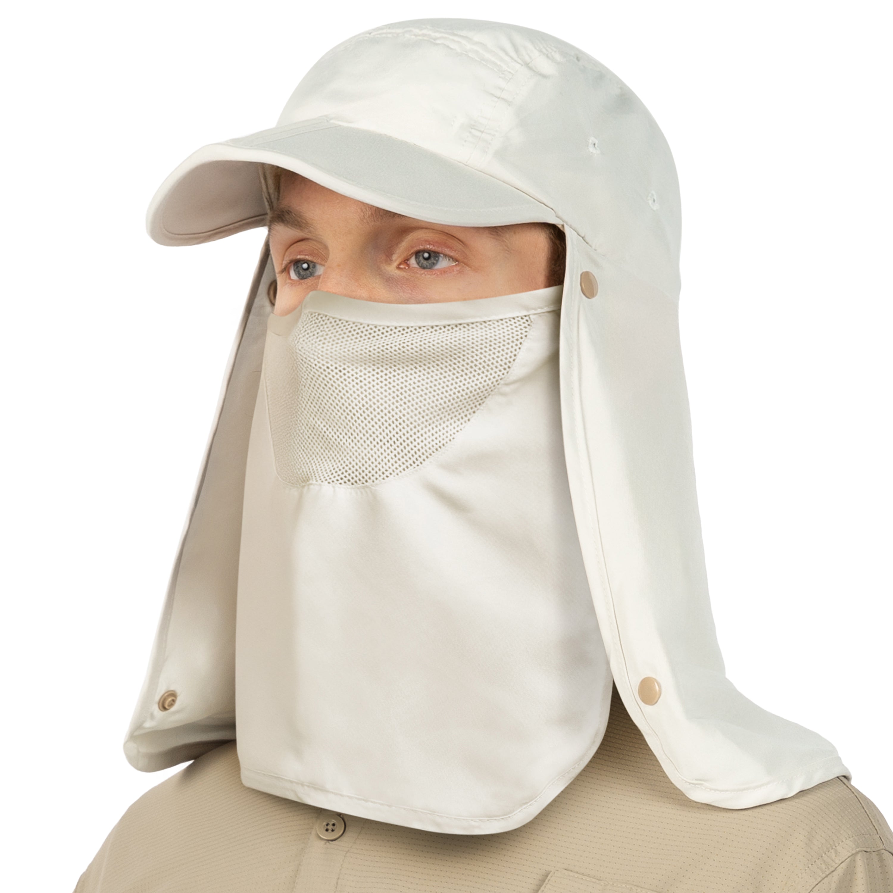 Unisex Sun Cap with Neck Flap and Face Cover