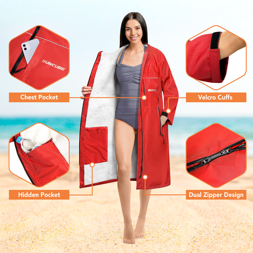 Unisex Hooded Swim Parka - Sherpa, Adults