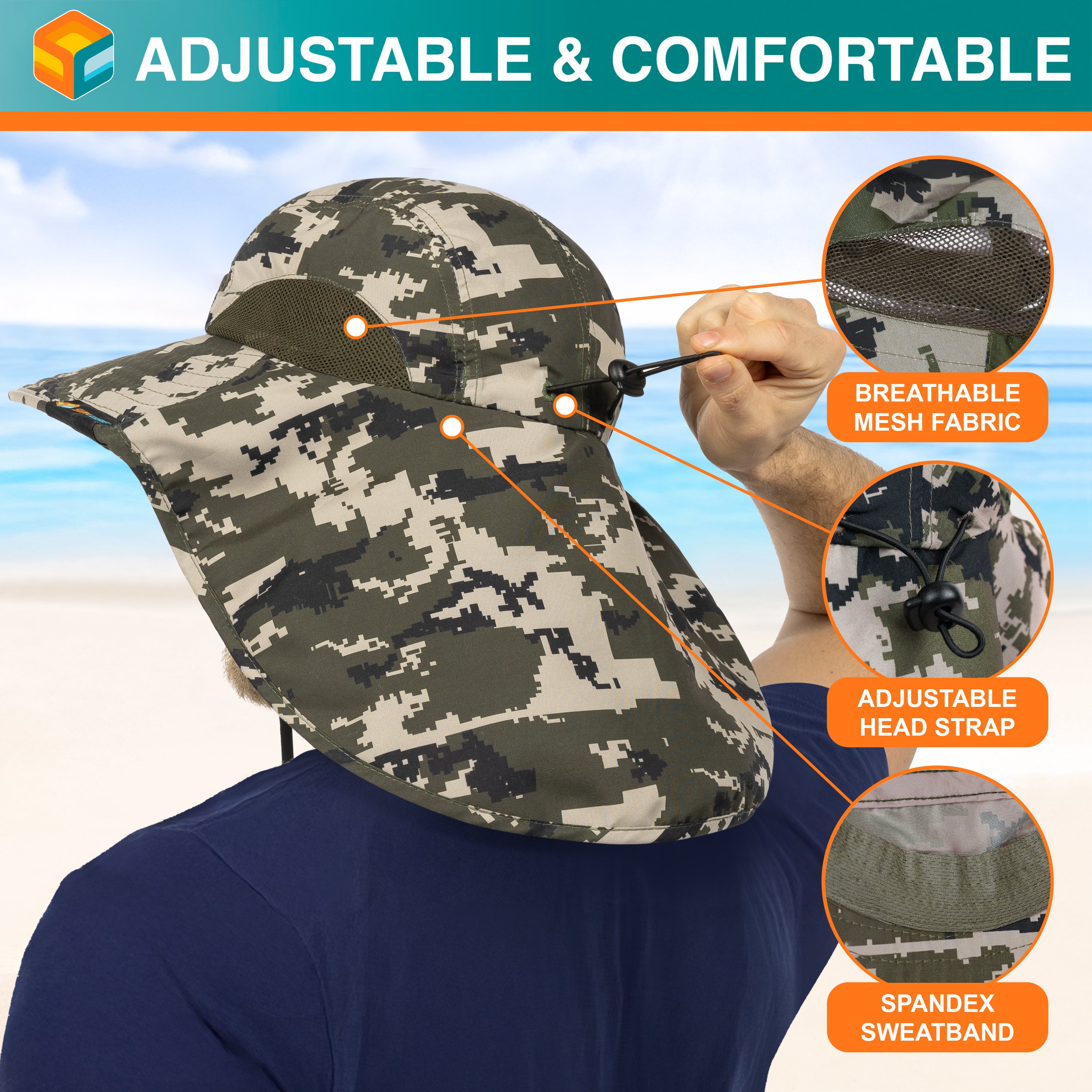 Unisex Wide Brim Sun Hat with Neck Cover